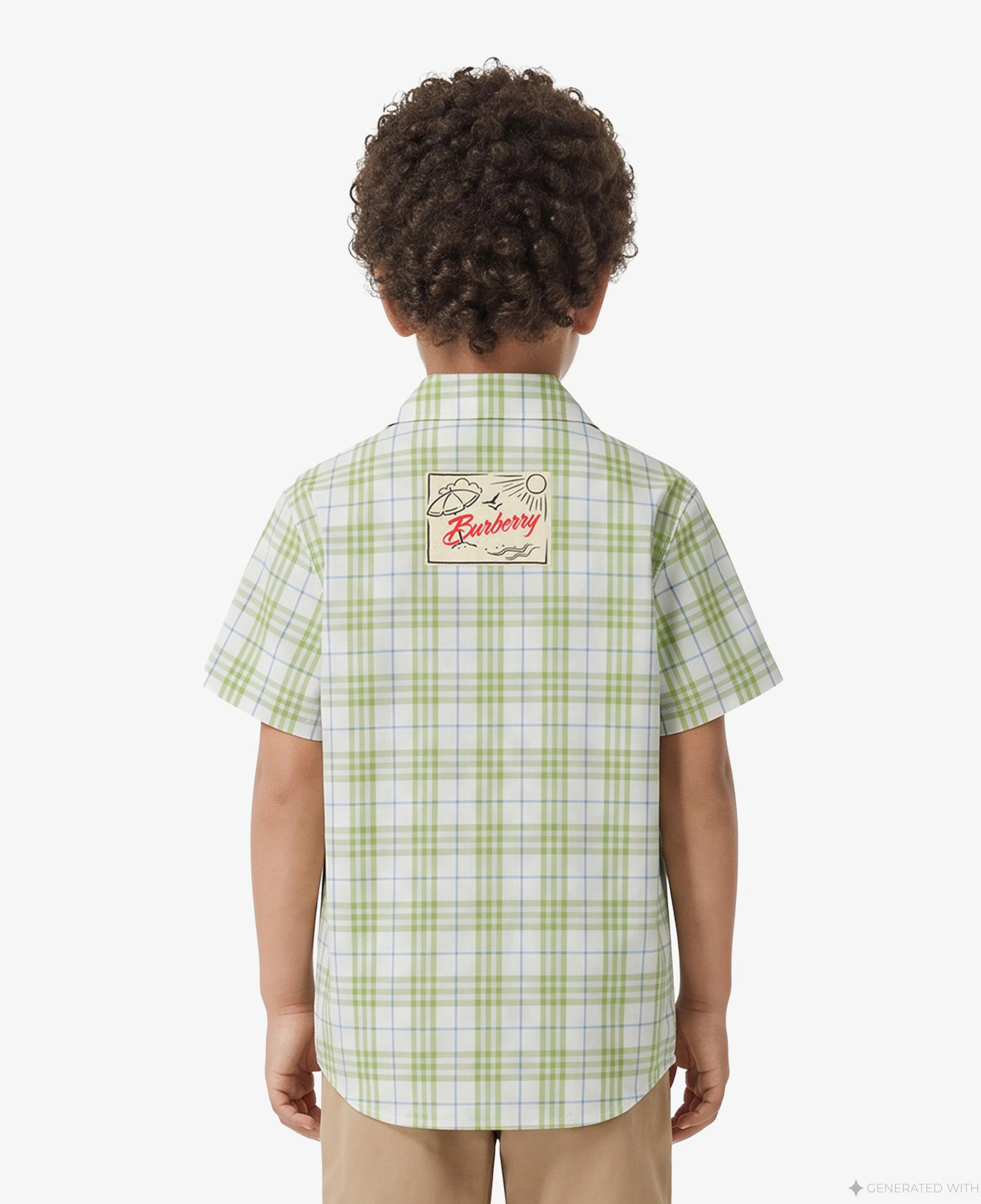 Burberry Check Cotton Çocuk Yeşil Gömlek