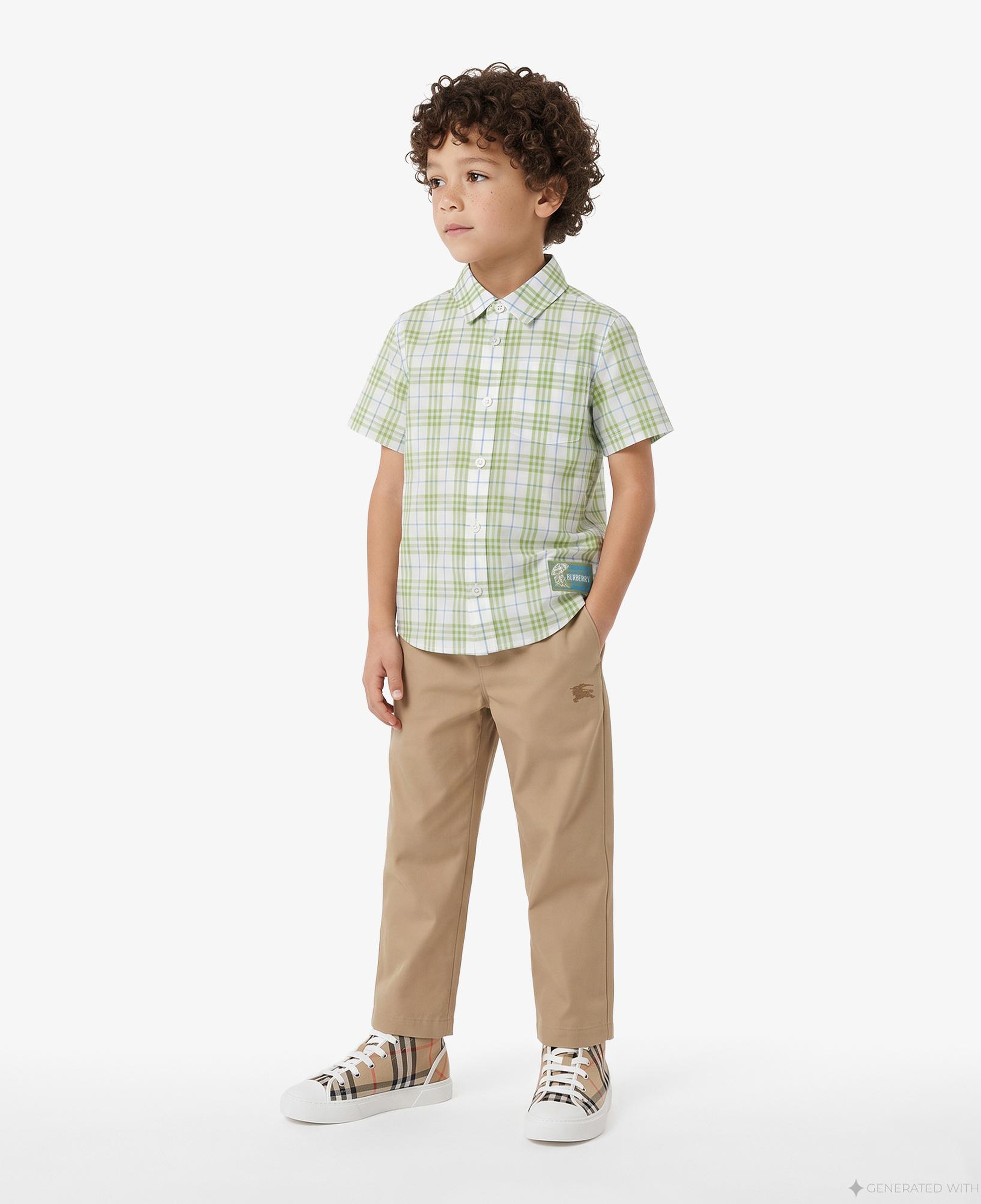 Burberry Check Cotton Çocuk Yeşil Gömlek
