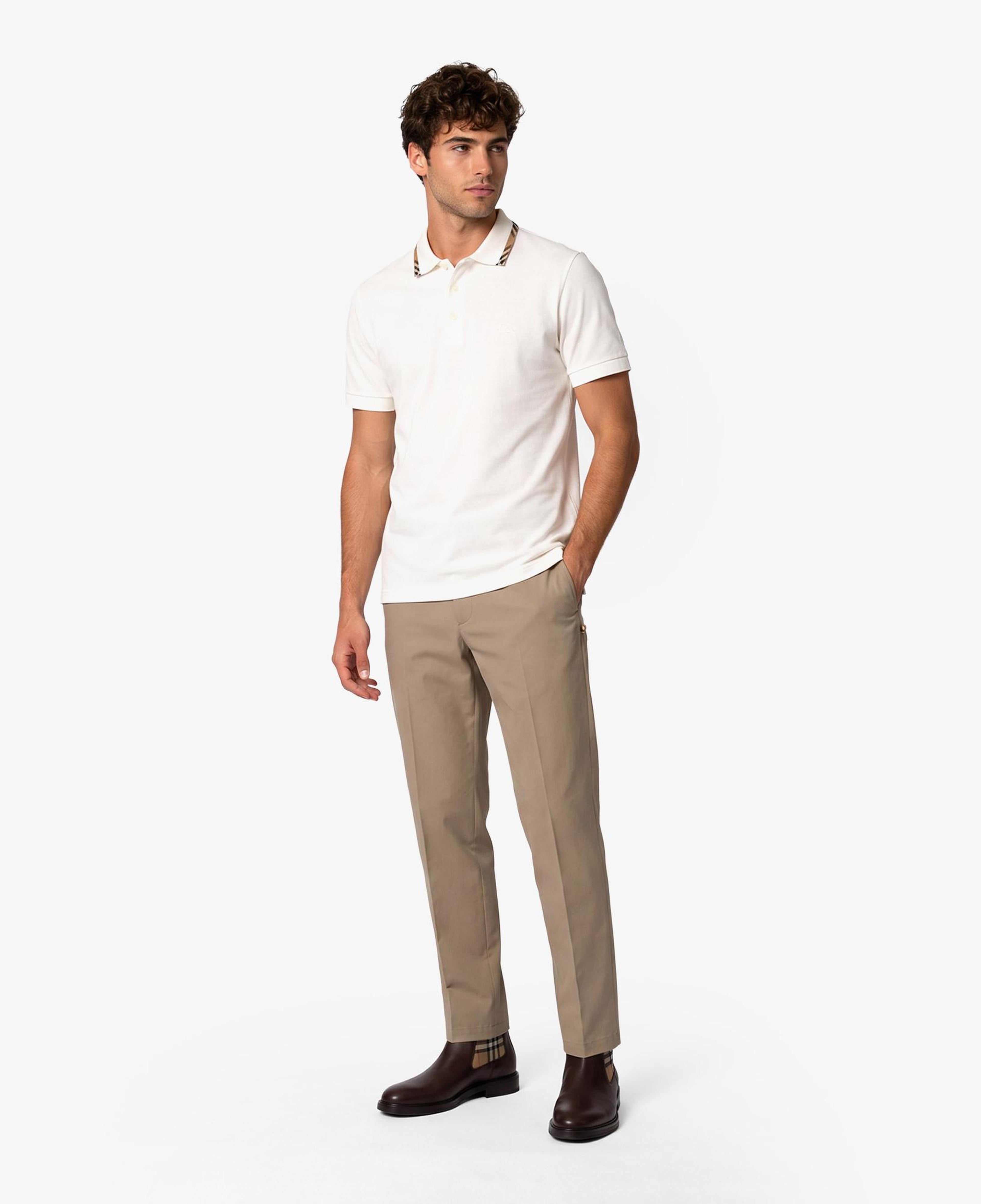 Burberry Check Trim Cotton Erkek Beyaz Polo