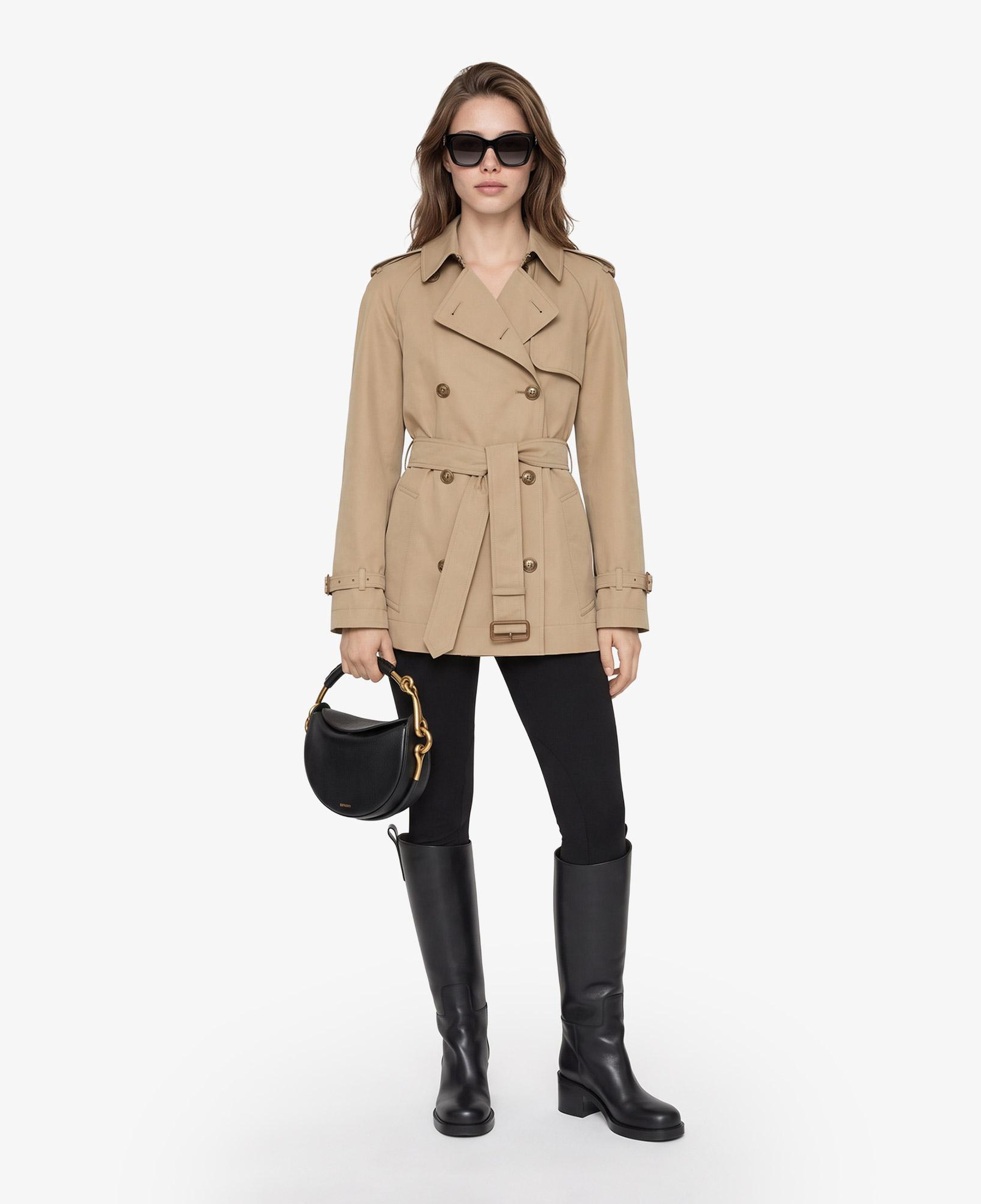 Burberry Short Cotton Canvas Belgravia Kadın Bej Trençkot
