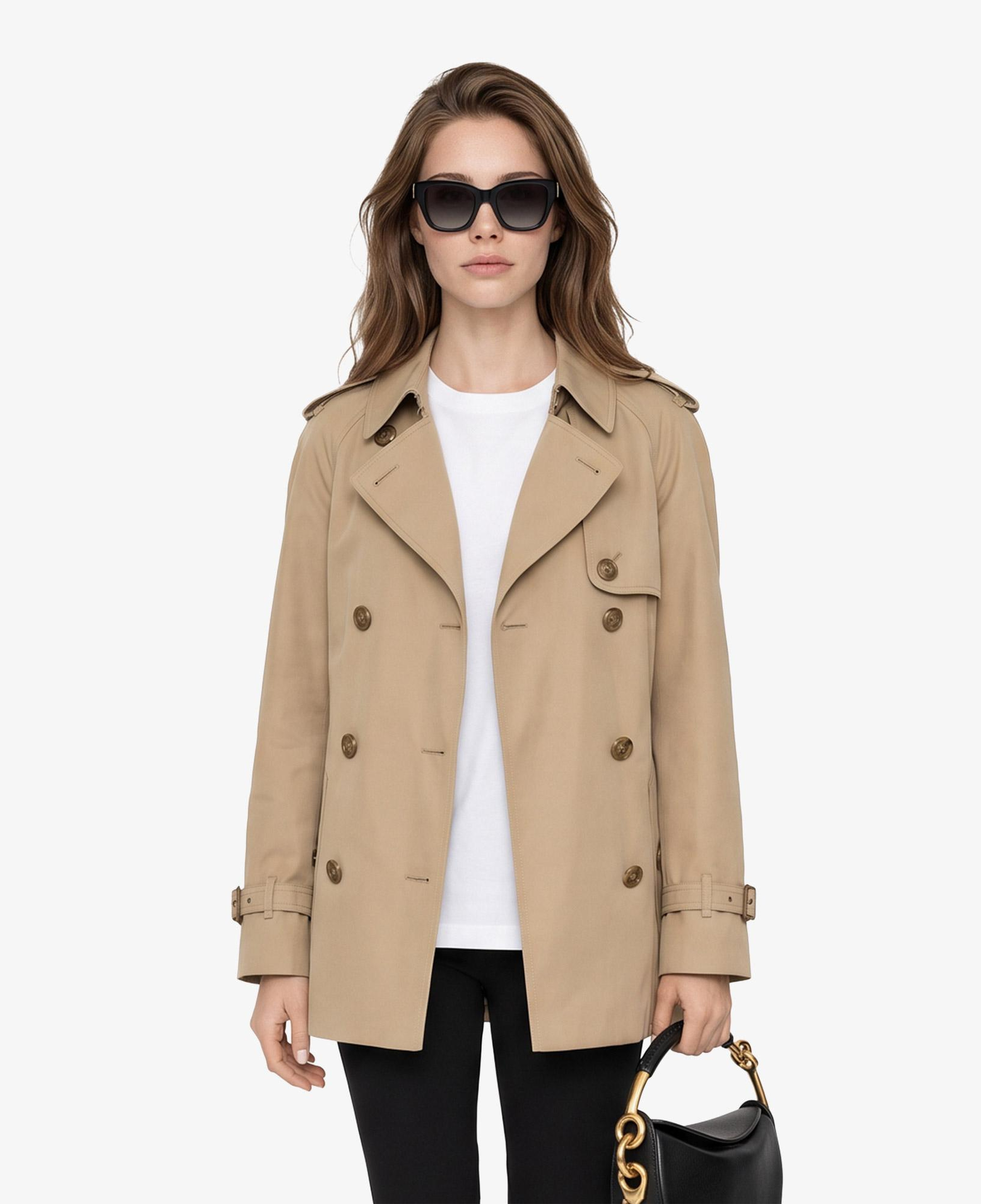 Burberry Short Cotton Canvas Belgravia Kadın Bej Trençkot