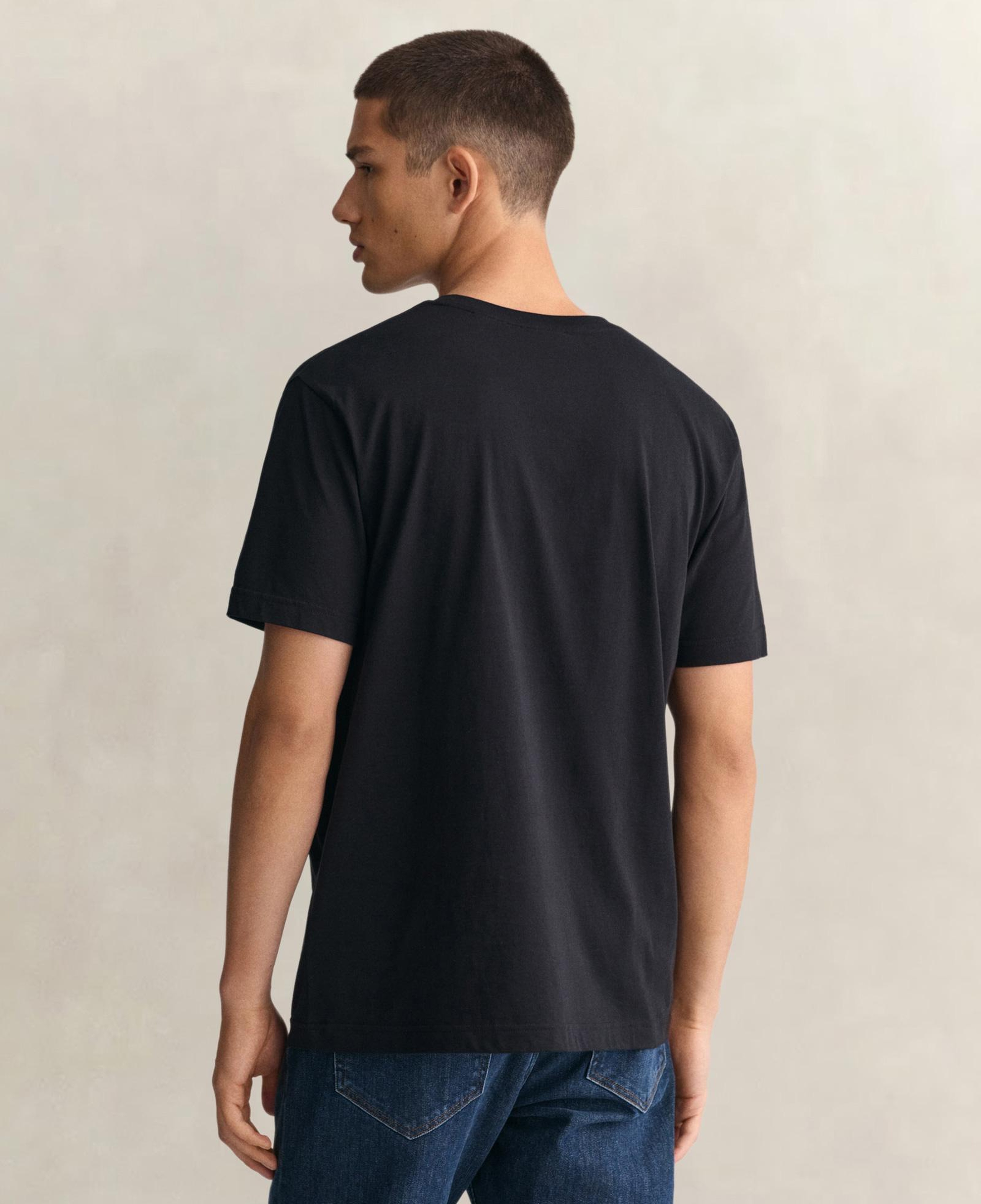 GANT Erkek Siyah Regular Fit Bisiklet Yaka Logolu T-Shirt