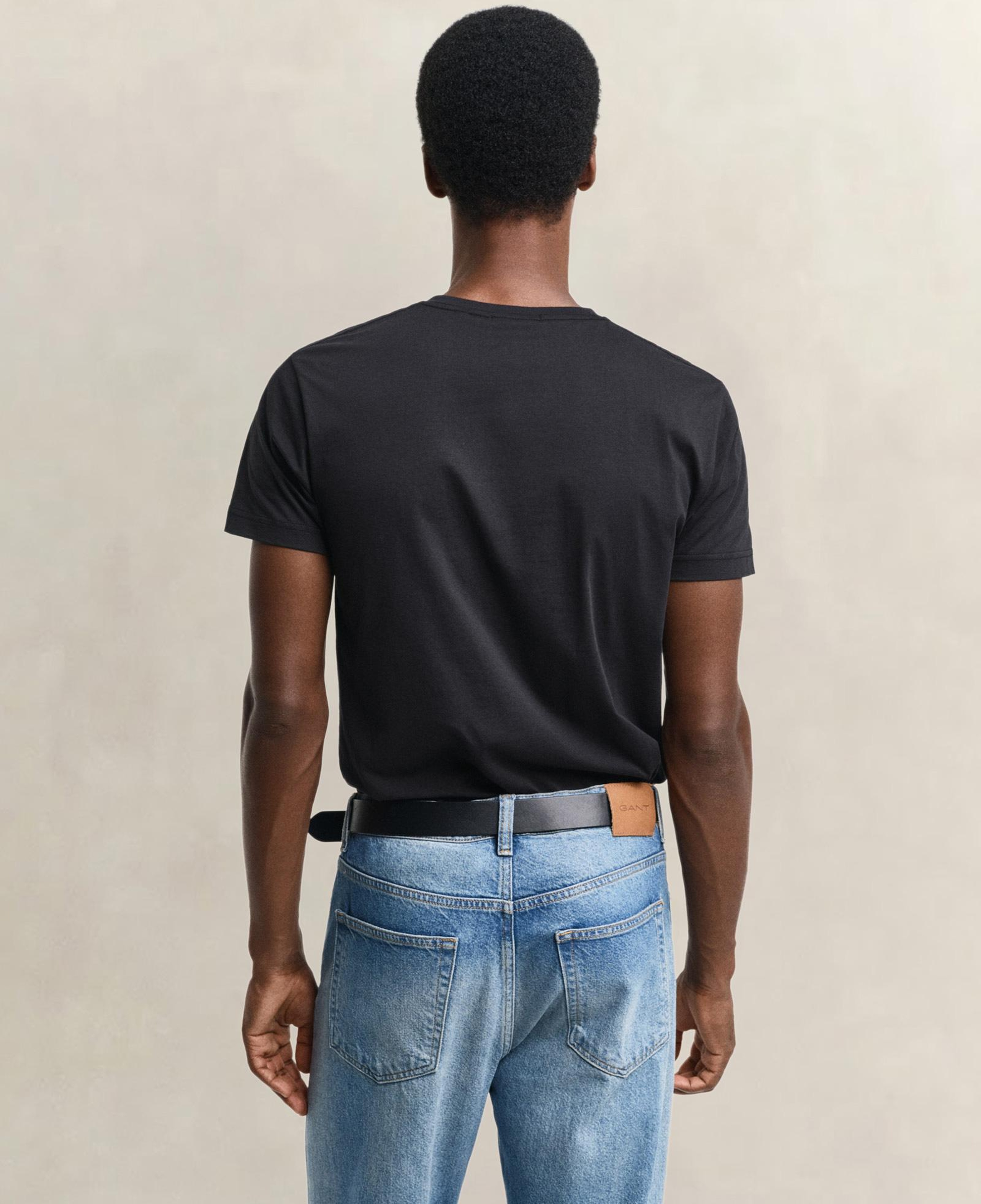 GANT Erkek Siyah Slim Fit V Yaka T-Shirt