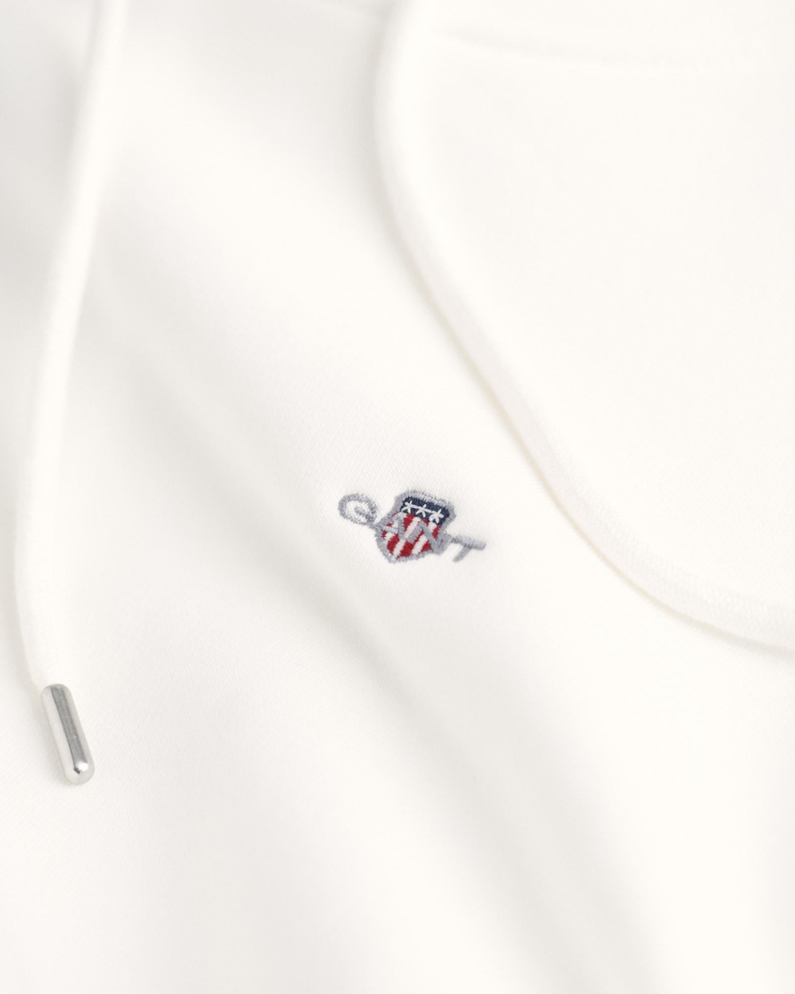 GANT Kadın Beyaz Relaxed Fit Kapüşonlu Sweatshirt
