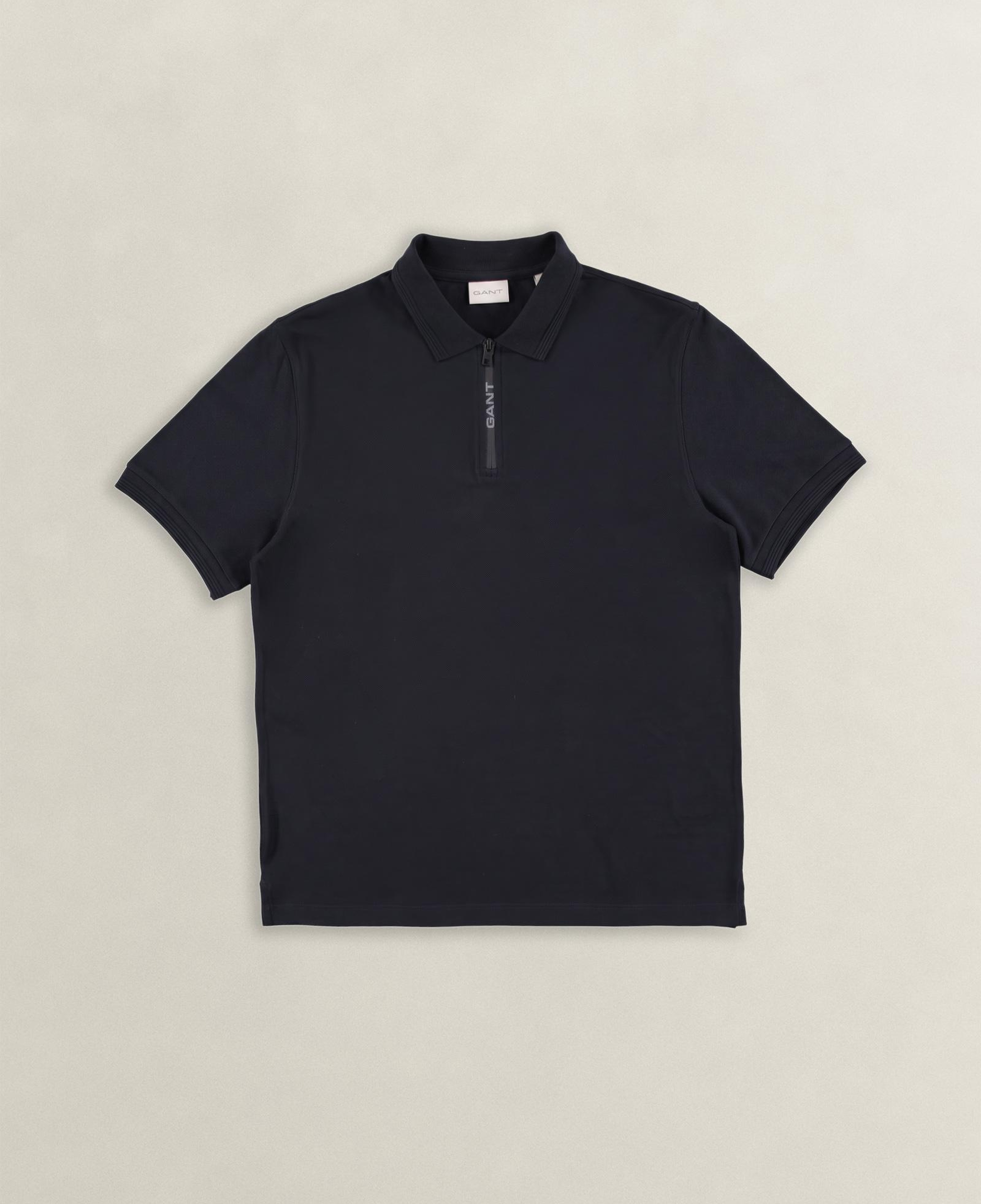 GANT Erkek Siyah Regular Fit Yarım Fermuarlı Polo Yaka T-Shirt