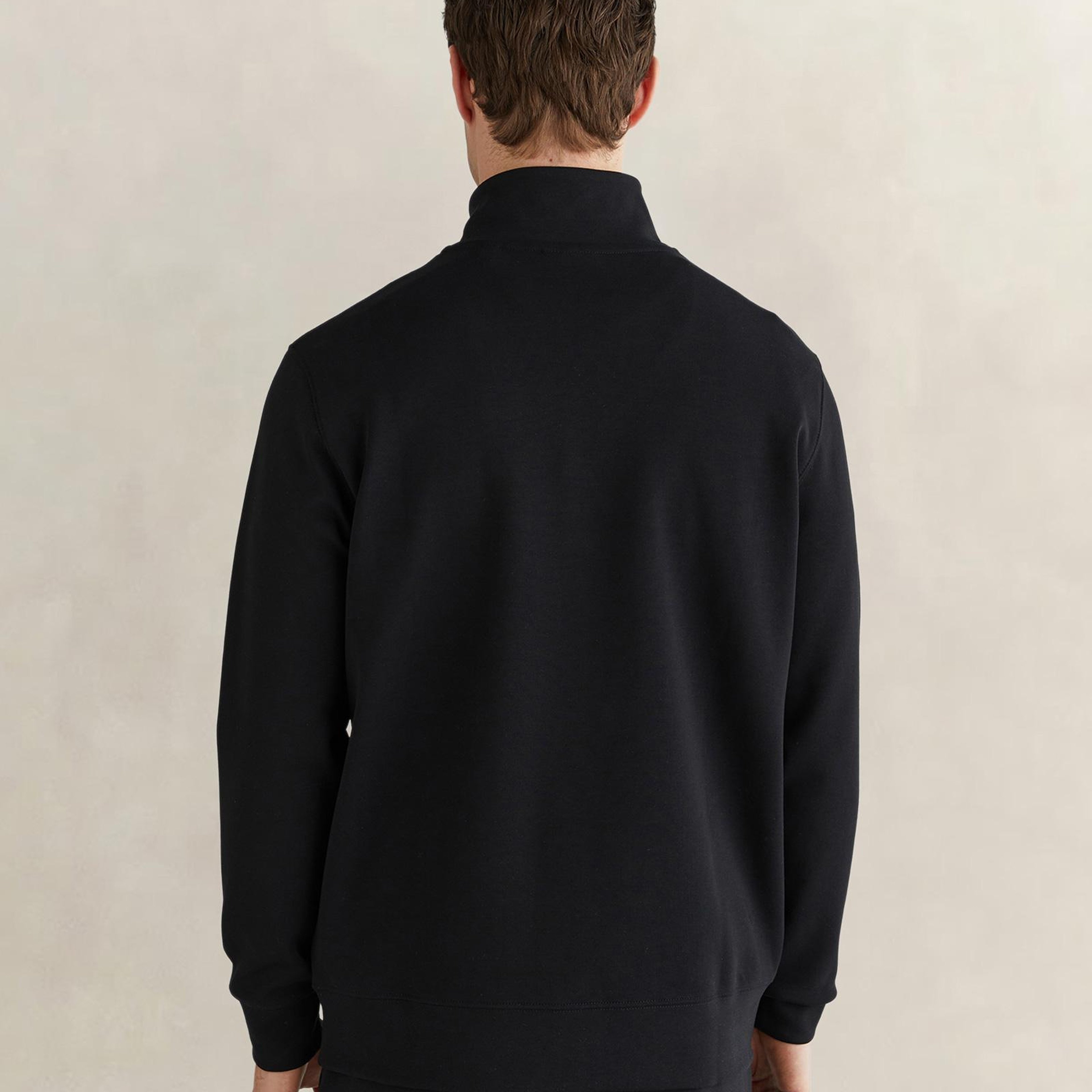 GANT Erkek Siyah Relaxed Fit Yarım Fermuarlı Logolu Sweatshirt