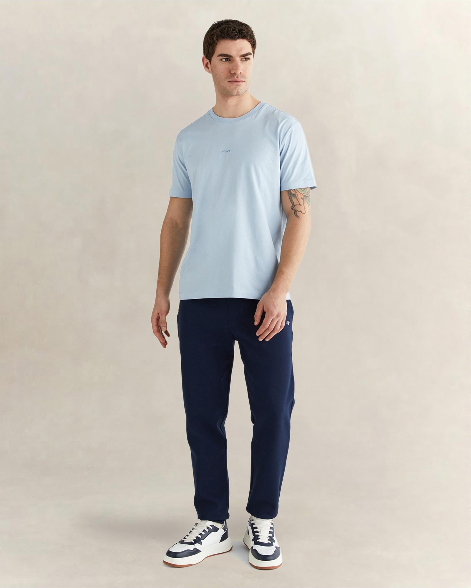 GANT Erkek Mavi Kısa Kollu T-Shirt