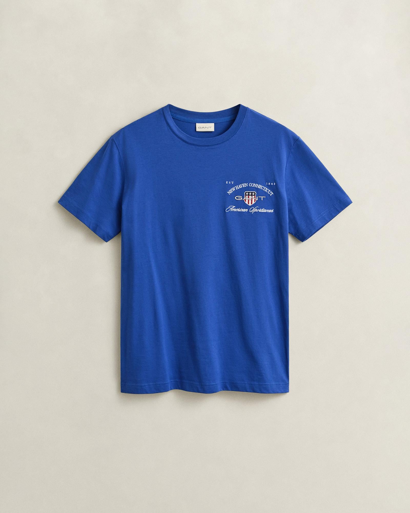 GANT Erkek Mavi Kısa Kollu T-Shirt