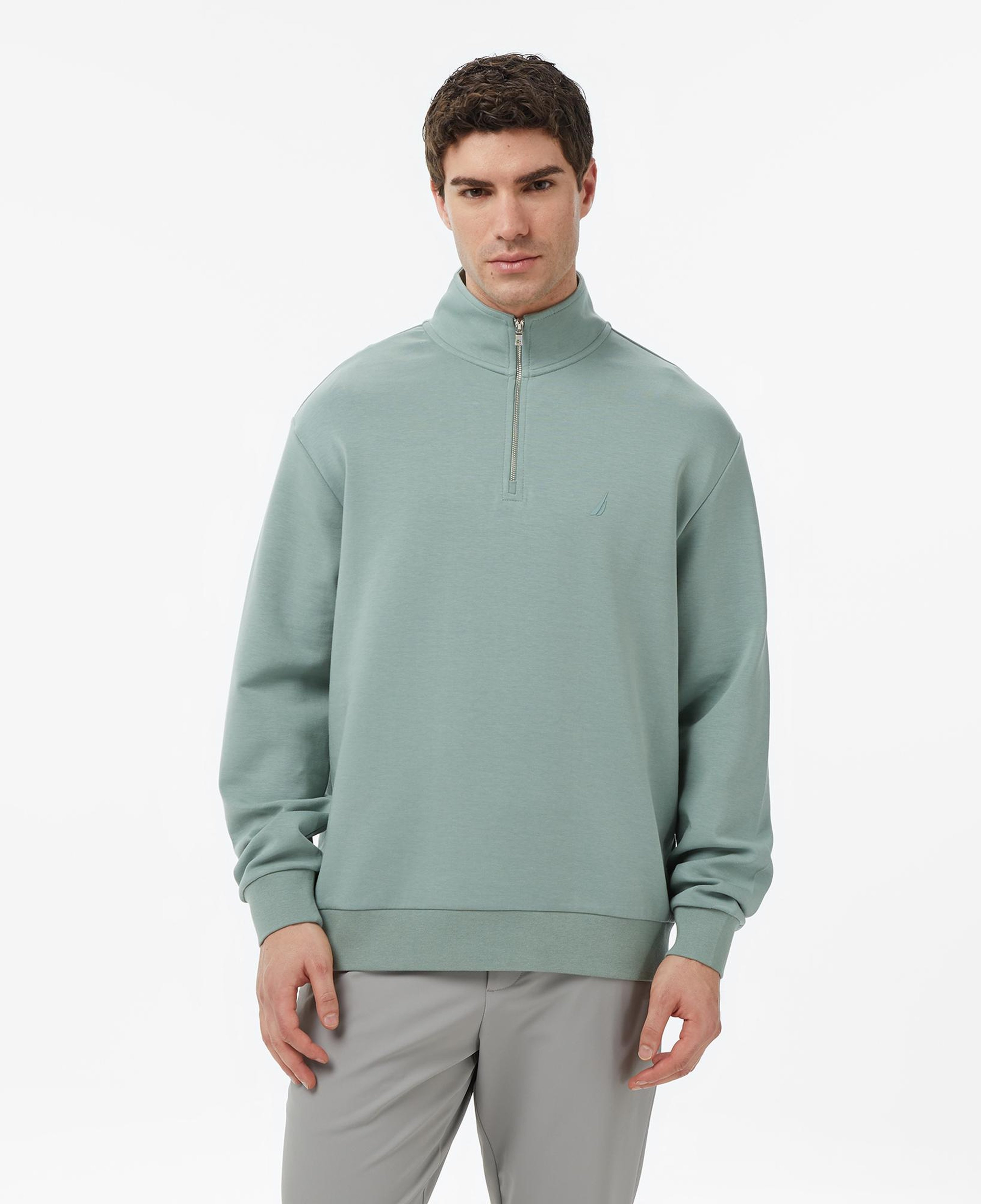 Nautica Erkek Yeşil Regular Fit Dik Yaka Sweatshirt