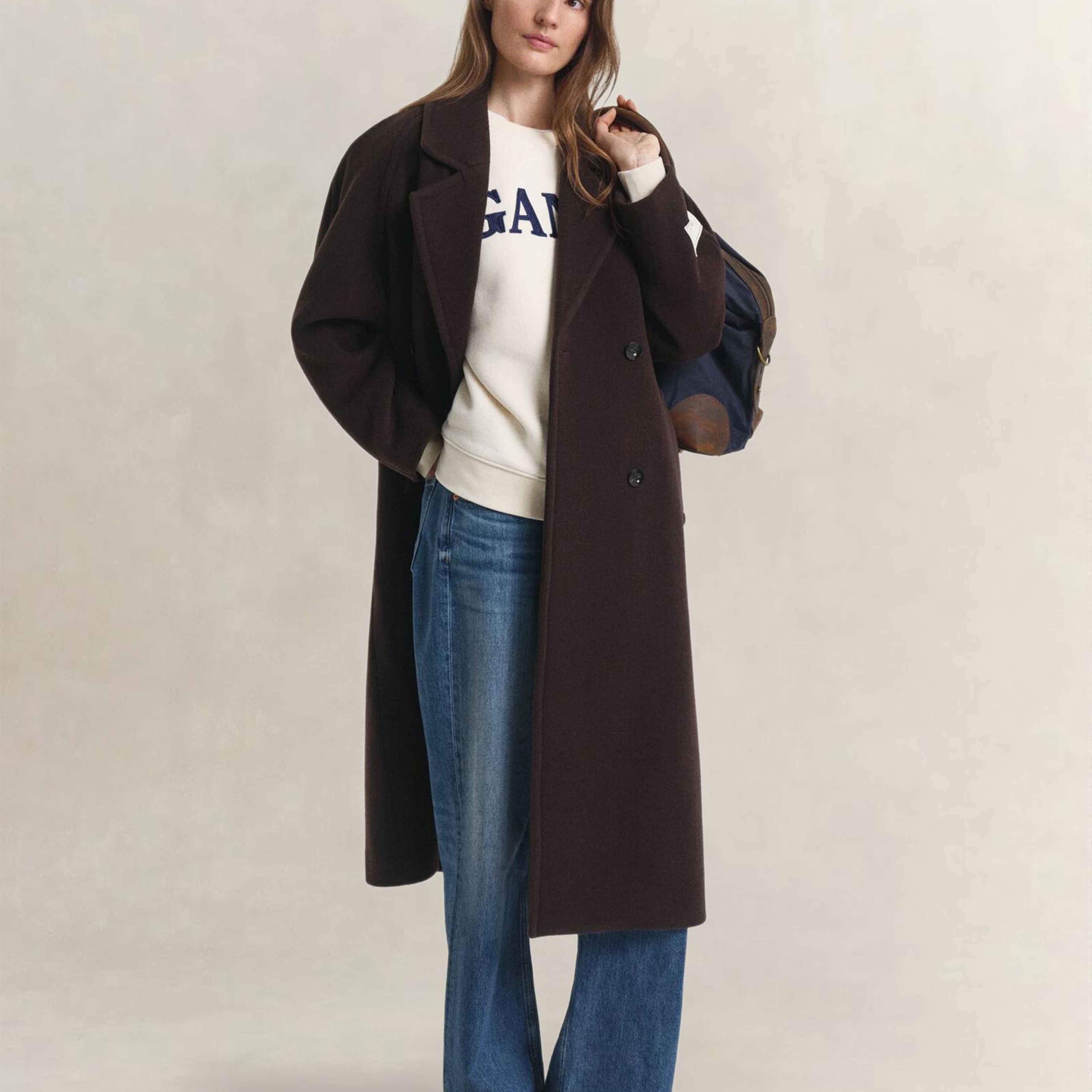GANT Kadın Krem Relaxed Fit Bisiklet Yaka Sweatshirt