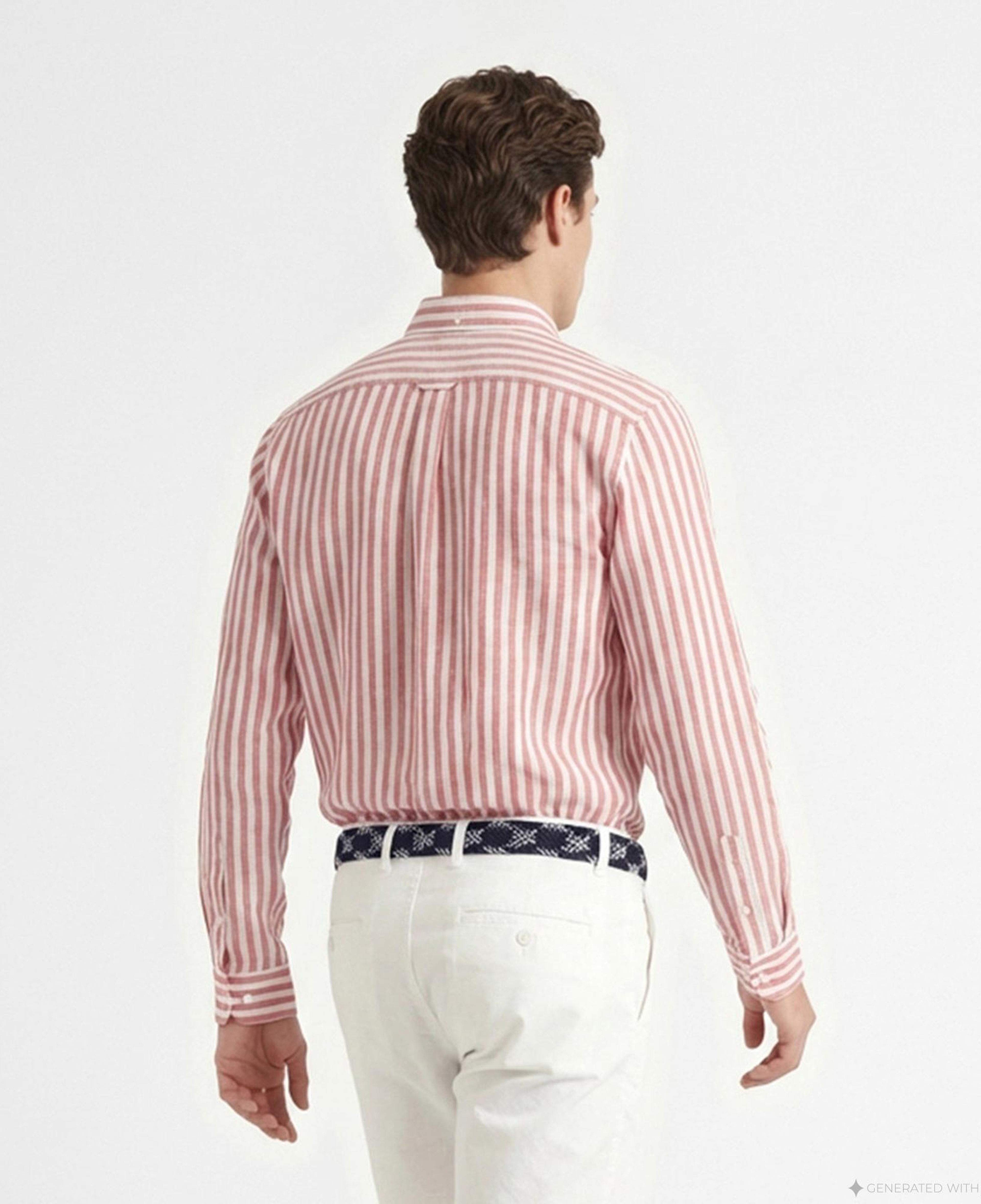 Nautica Erkek Kırmızı Regular Fit Çizgili Gömlek