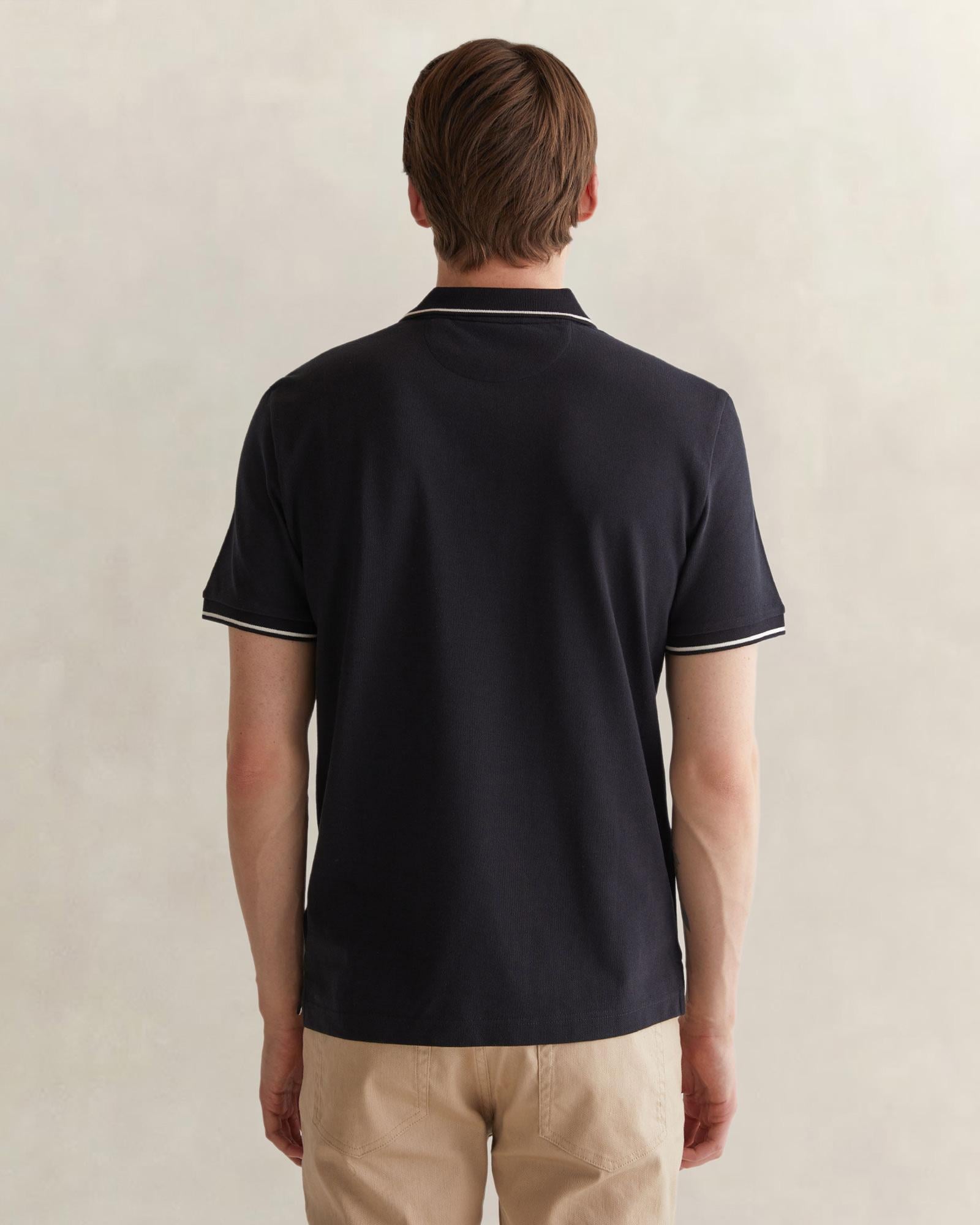 GANT Erkek Siyah Regular Fit Polo Yaka T-Shirt