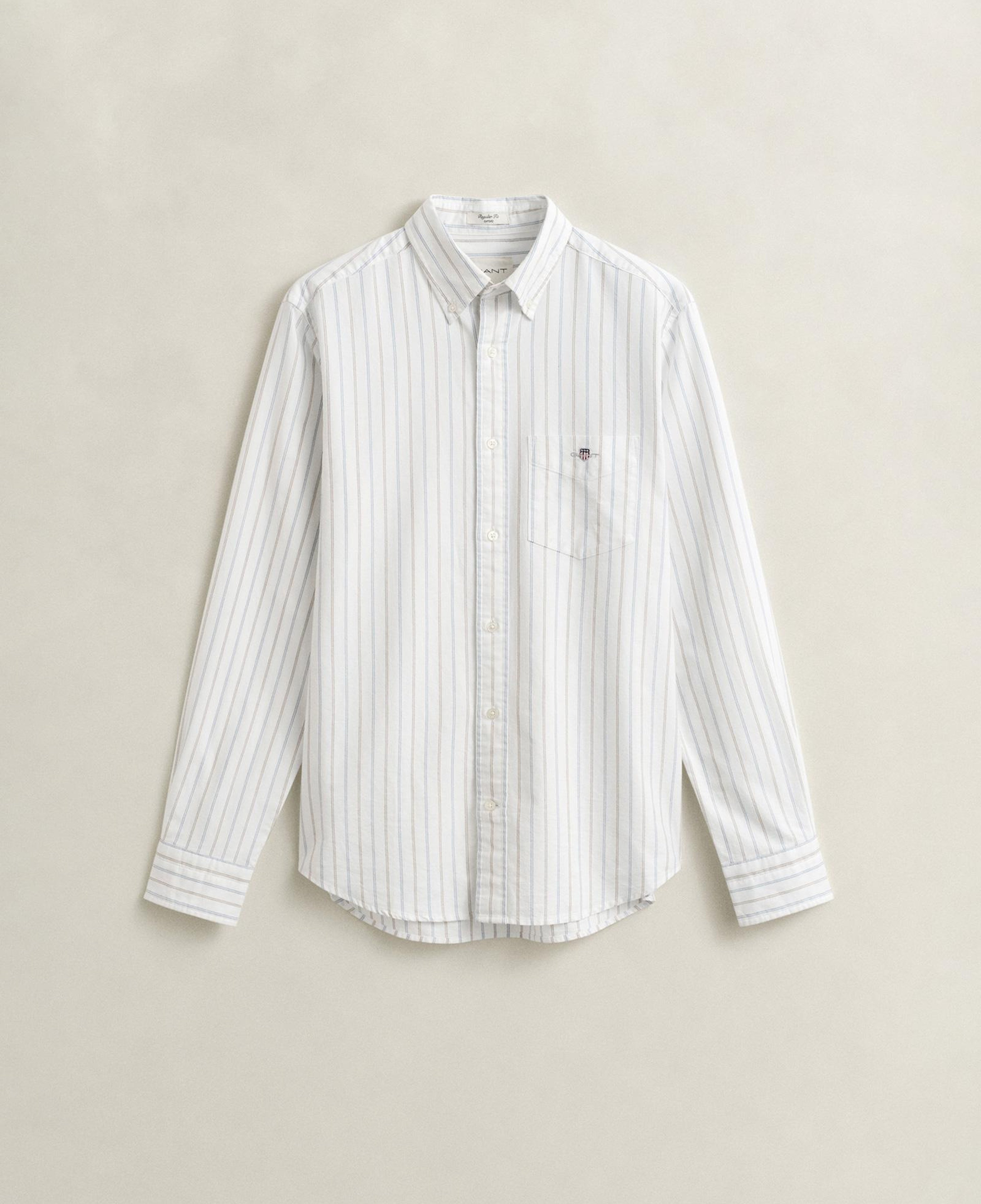 GANT Erkek Beyaz Regular Fit Çizgili Logolu Gömlek