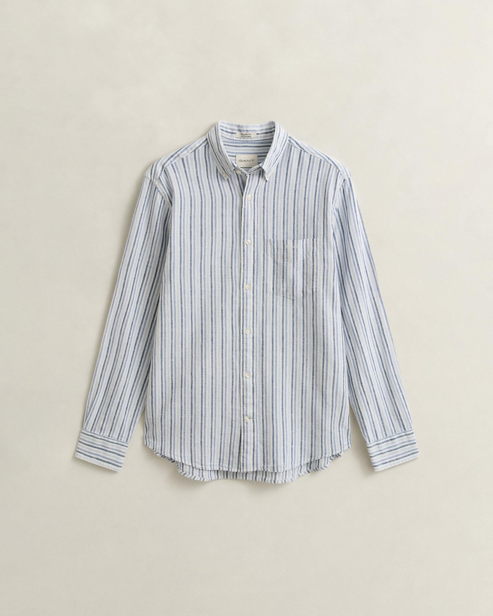 GANT Erkek Mavi Regular Fit Çizgili Gömlek