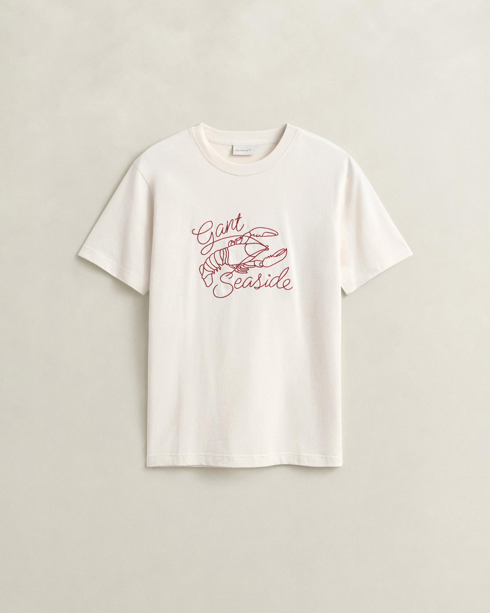 GANT Erkek Krem Bisiklet Yaka Regular Fit T-Shirt