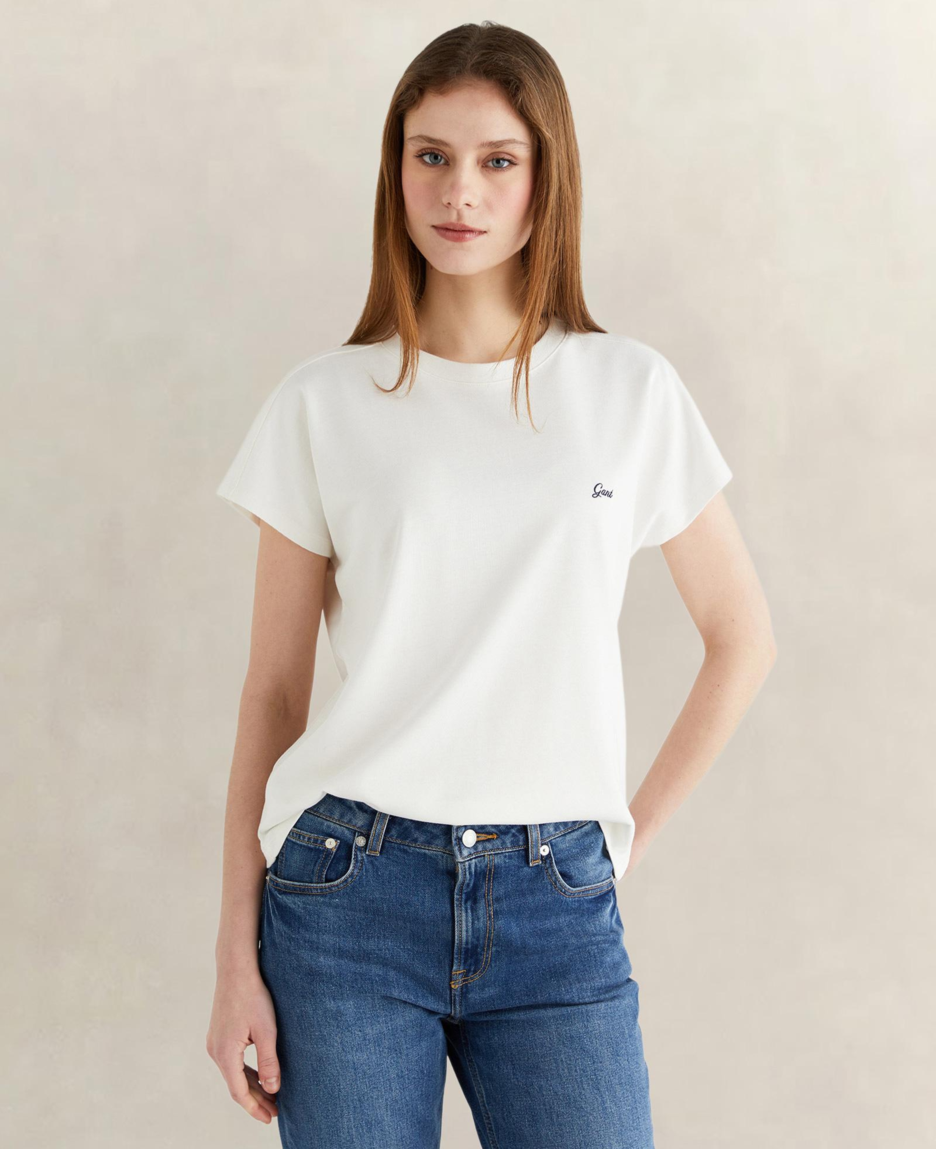 GANT Kadın Beyaz Bisiklet Yaka Regular Fit T-Shirt