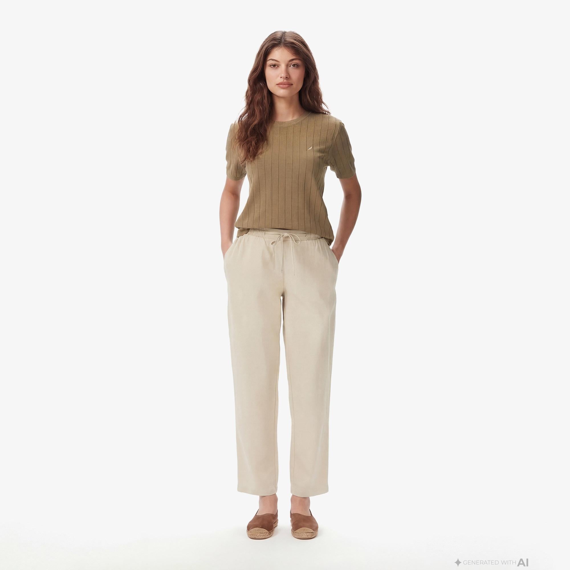Nautica Kadın Yeşil Slim Fit Triko