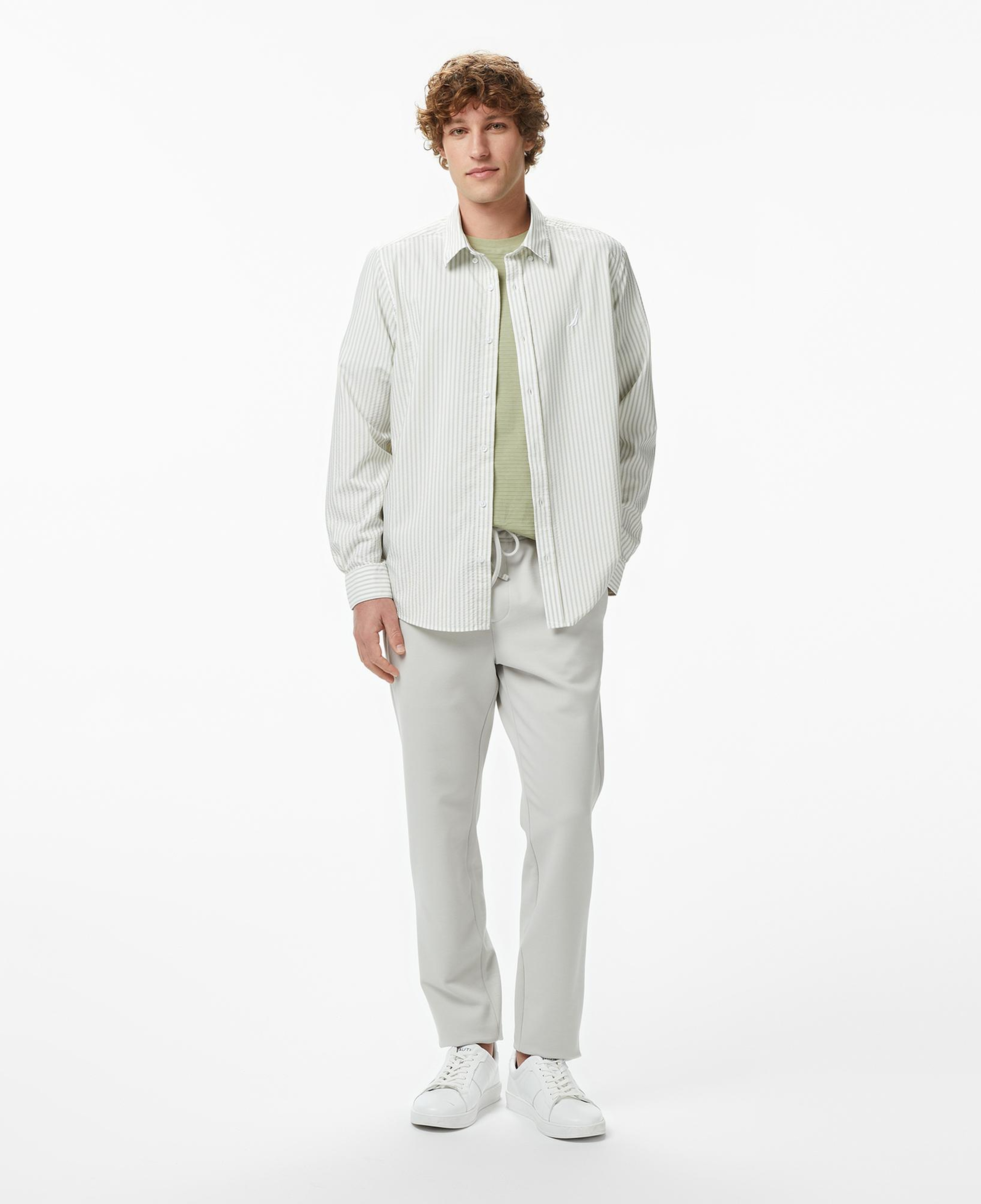 Nautica Erkek Yeşil Regular Fit Çizgili Gömlek