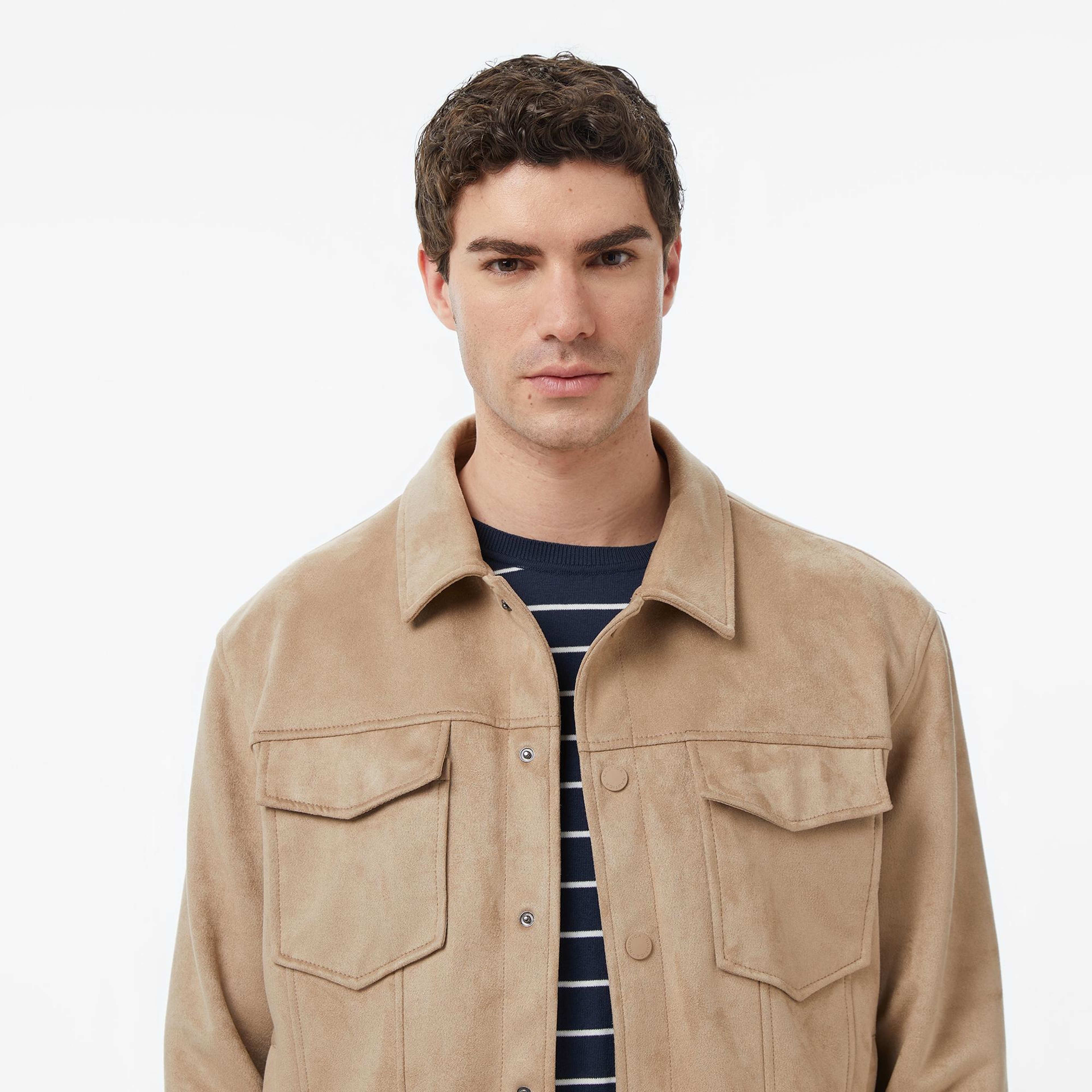 Nautica Erkek Bej Regular Fit Süet Ceket
