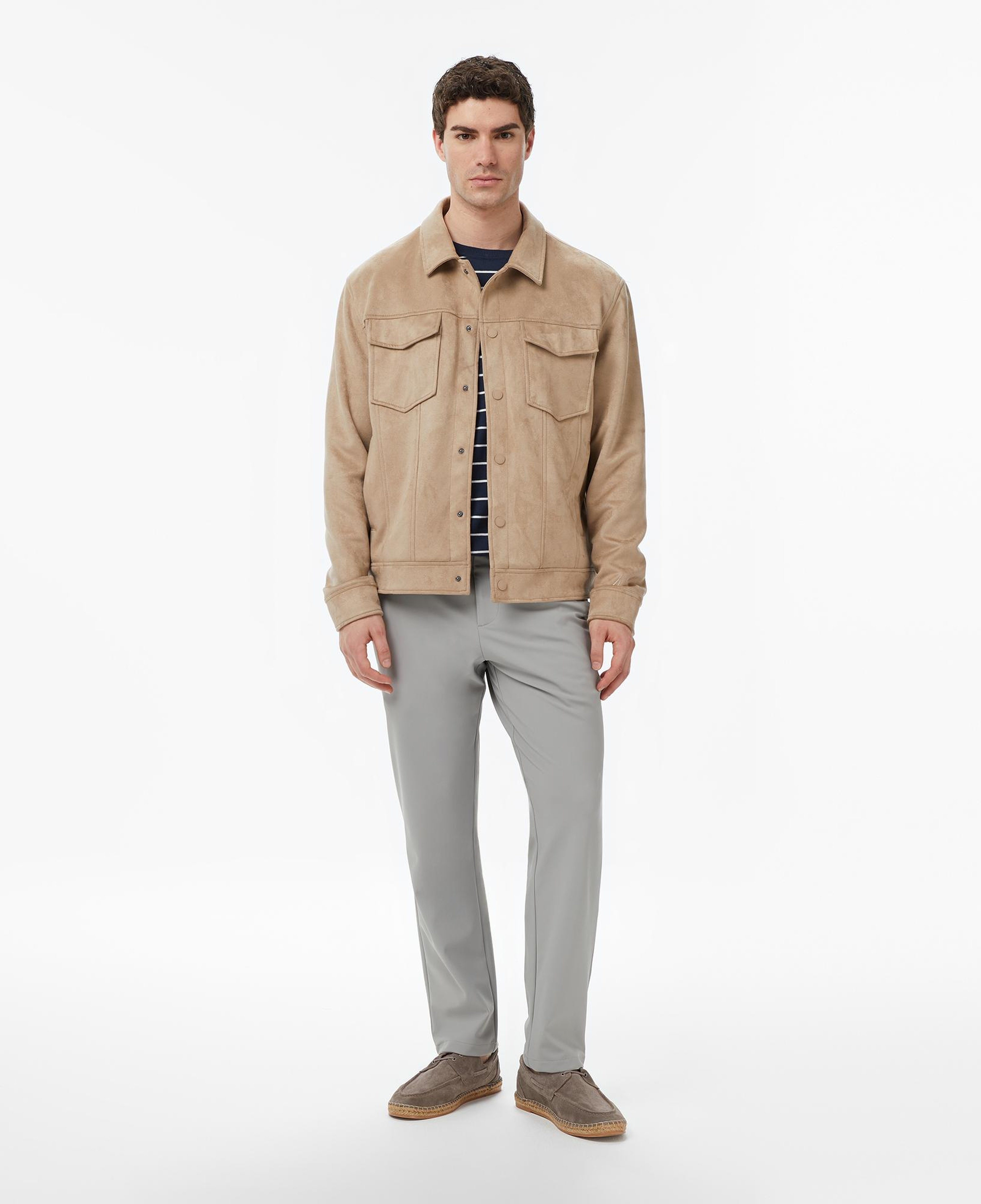 Nautica Erkek Bej Regular Fit Süet Ceket