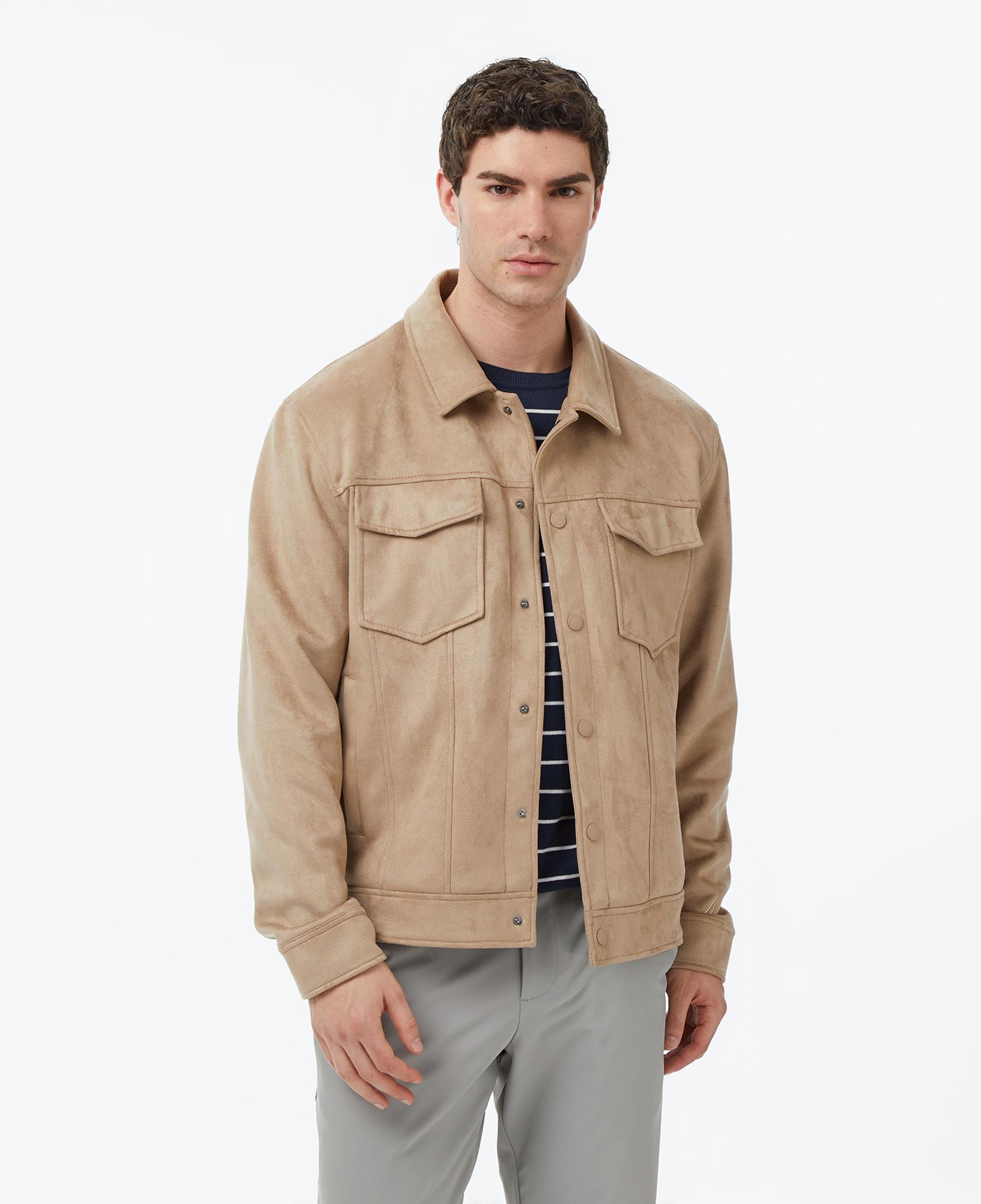 Nautica Erkek Bej Regular Fit Süet Ceket