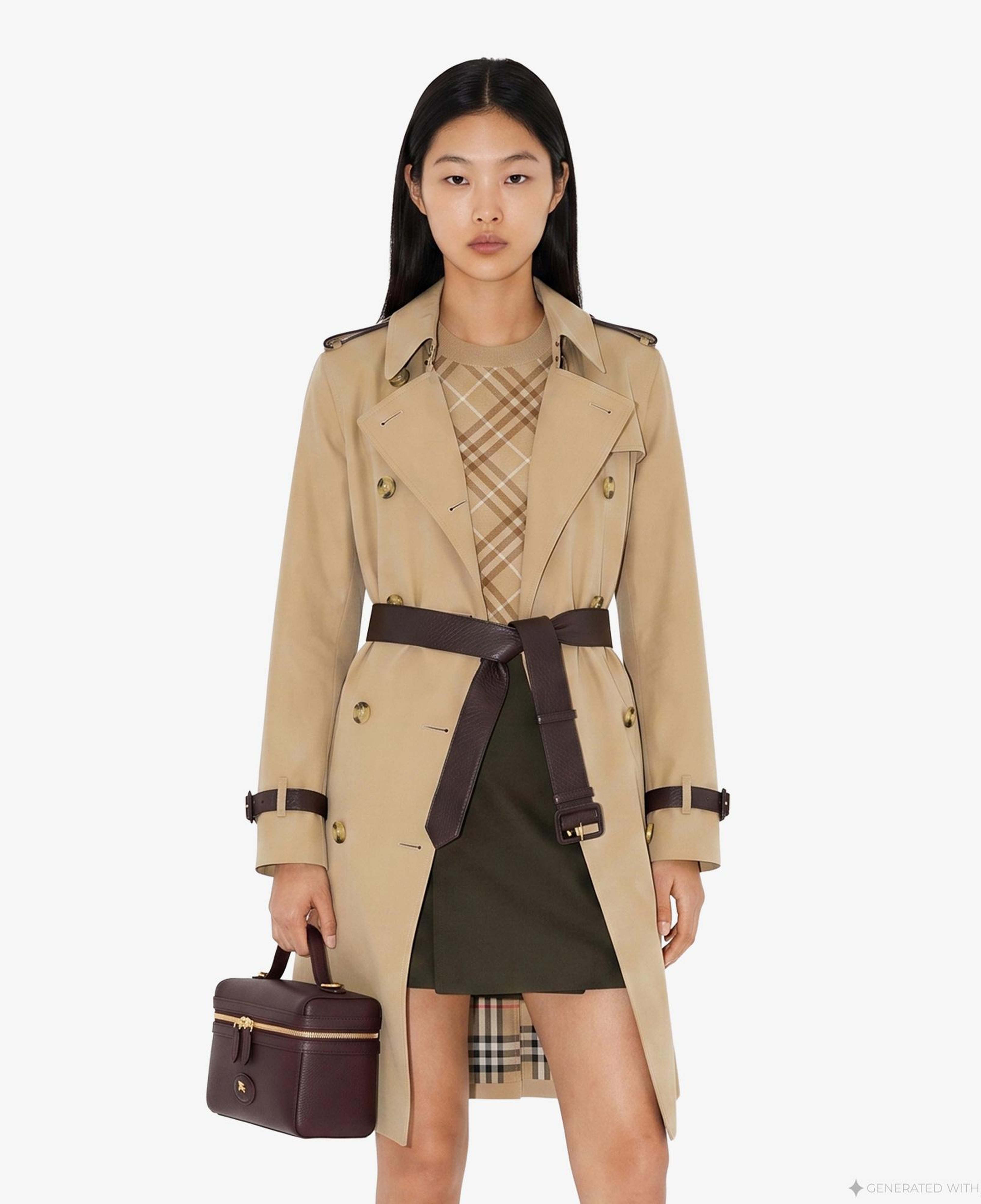 Burberry Kensington Kadın Bej Pardesü