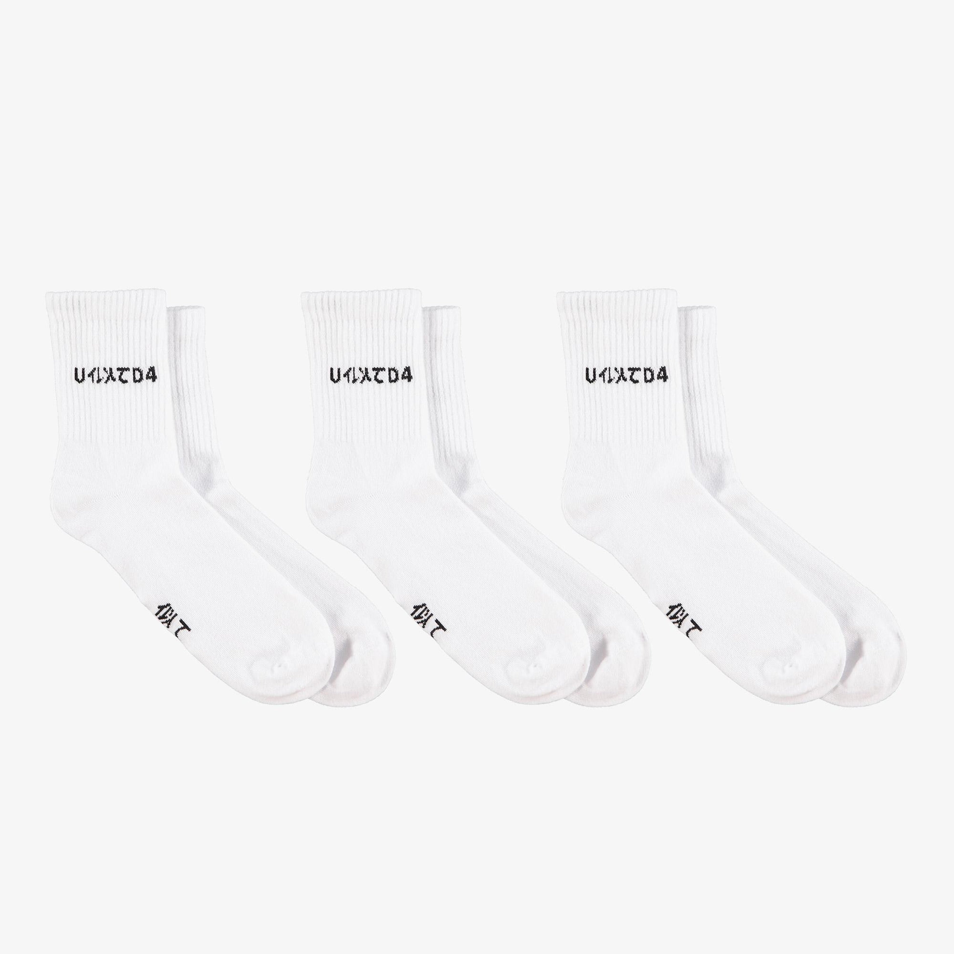 United4 Unisex Beyaz 3'lü Çorap