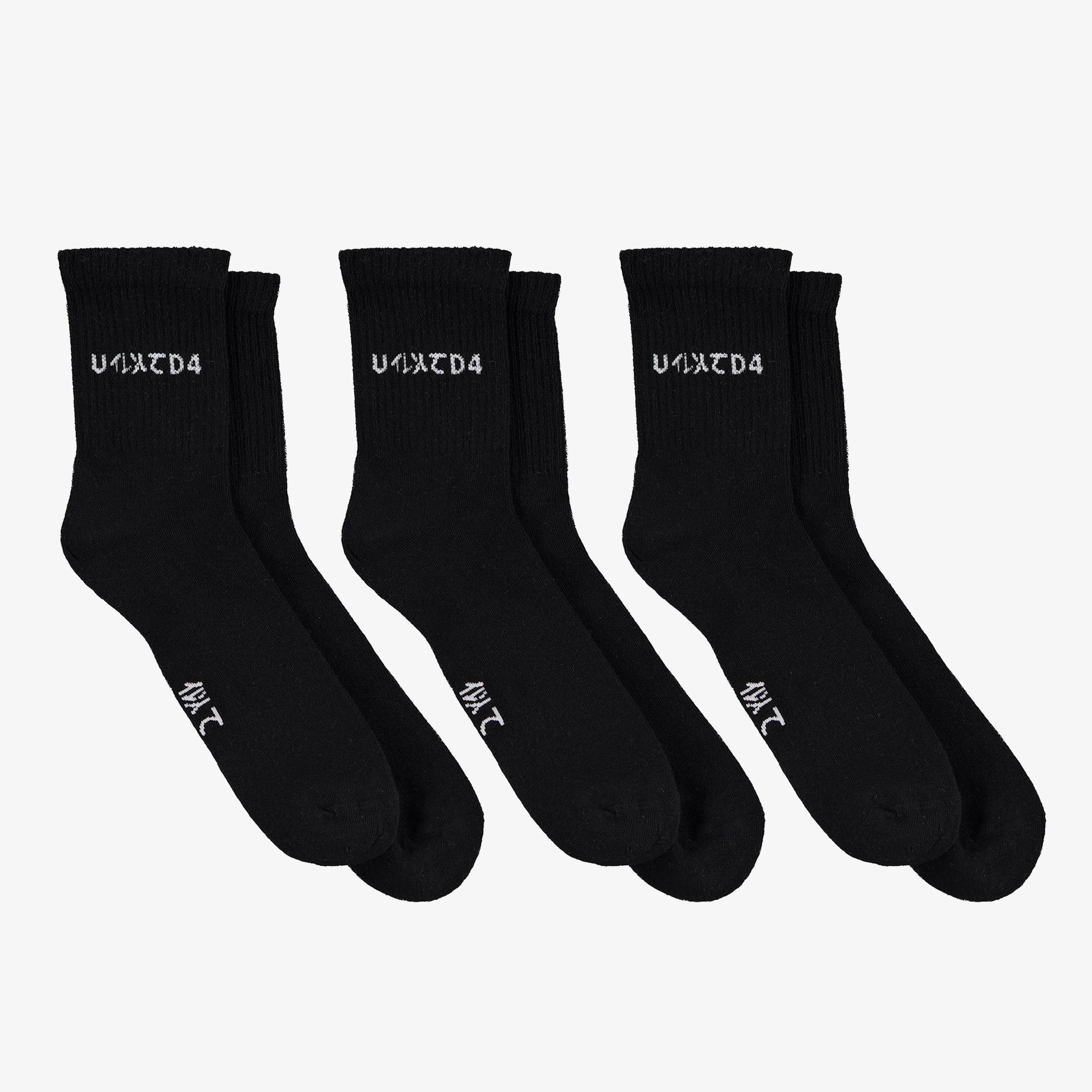 UNITED4 Classic 3'lü Unisex Siyah Çorap