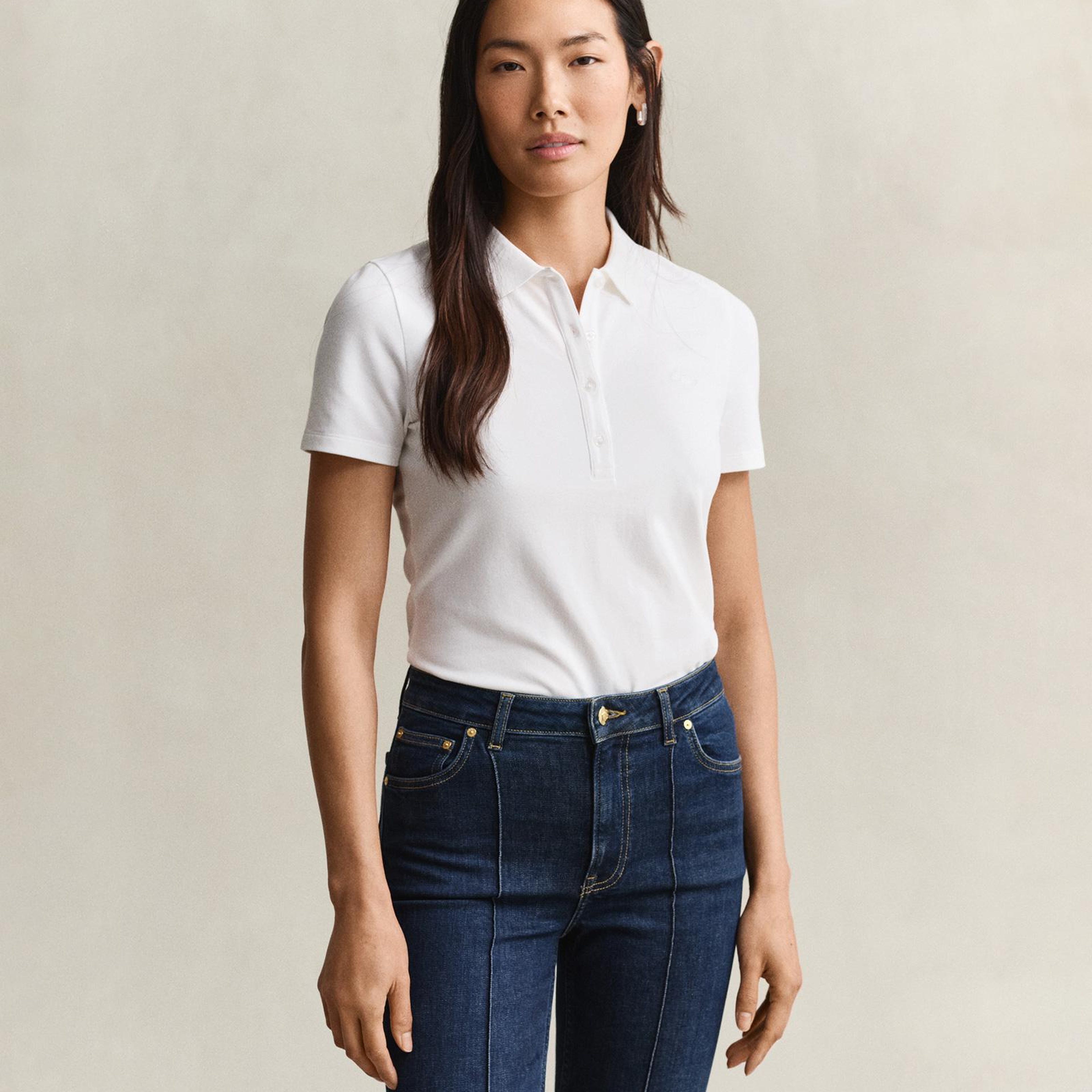GANT Kadın Beyaz Slim Fit Polo