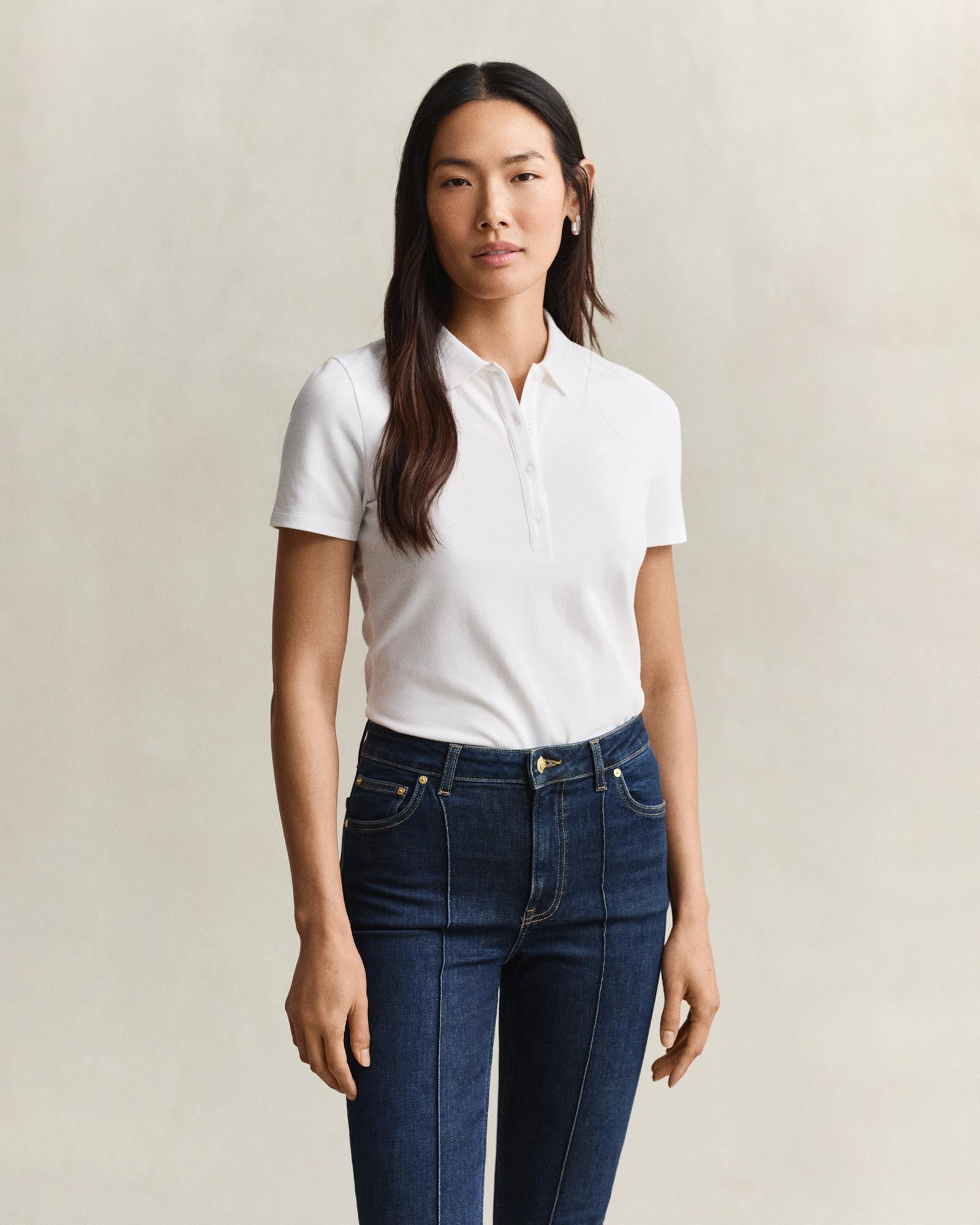 GANT Kadın Beyaz Slim Fit Polo