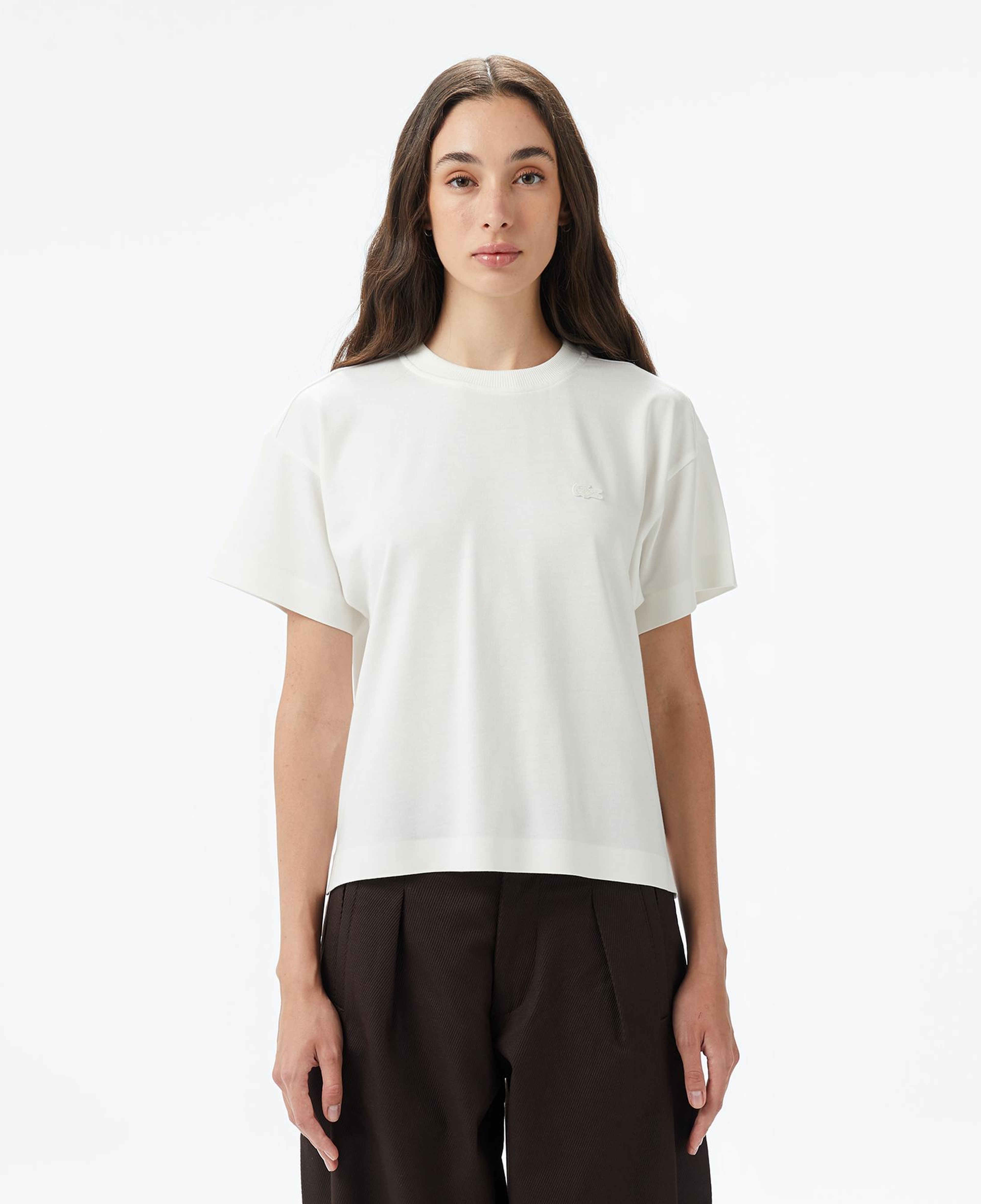 Kadın Loose Fit Bisiklet Yaka Beyaz T-Shirt