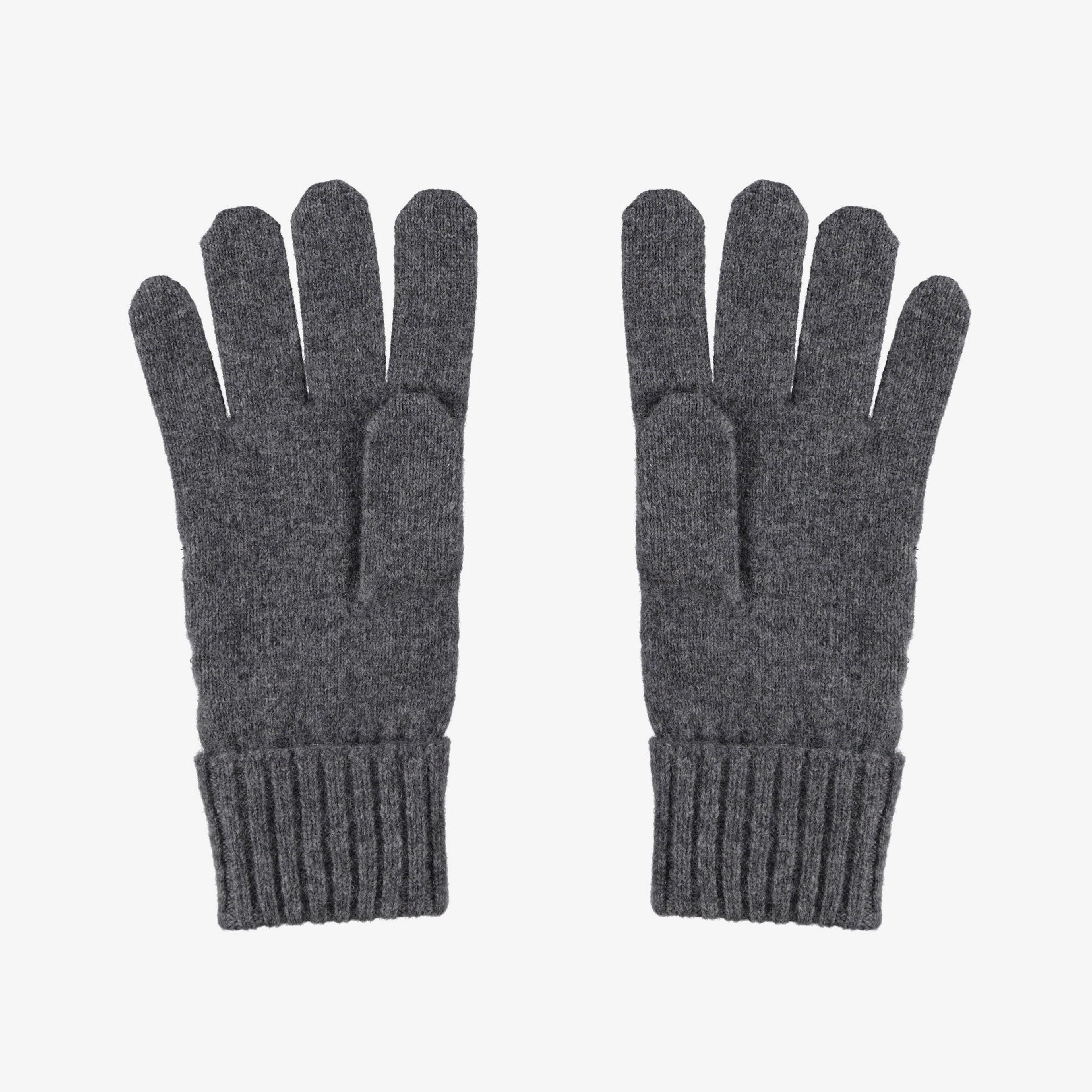 Unisex Renk Bloklu Koyu Gri Yün Eldiven