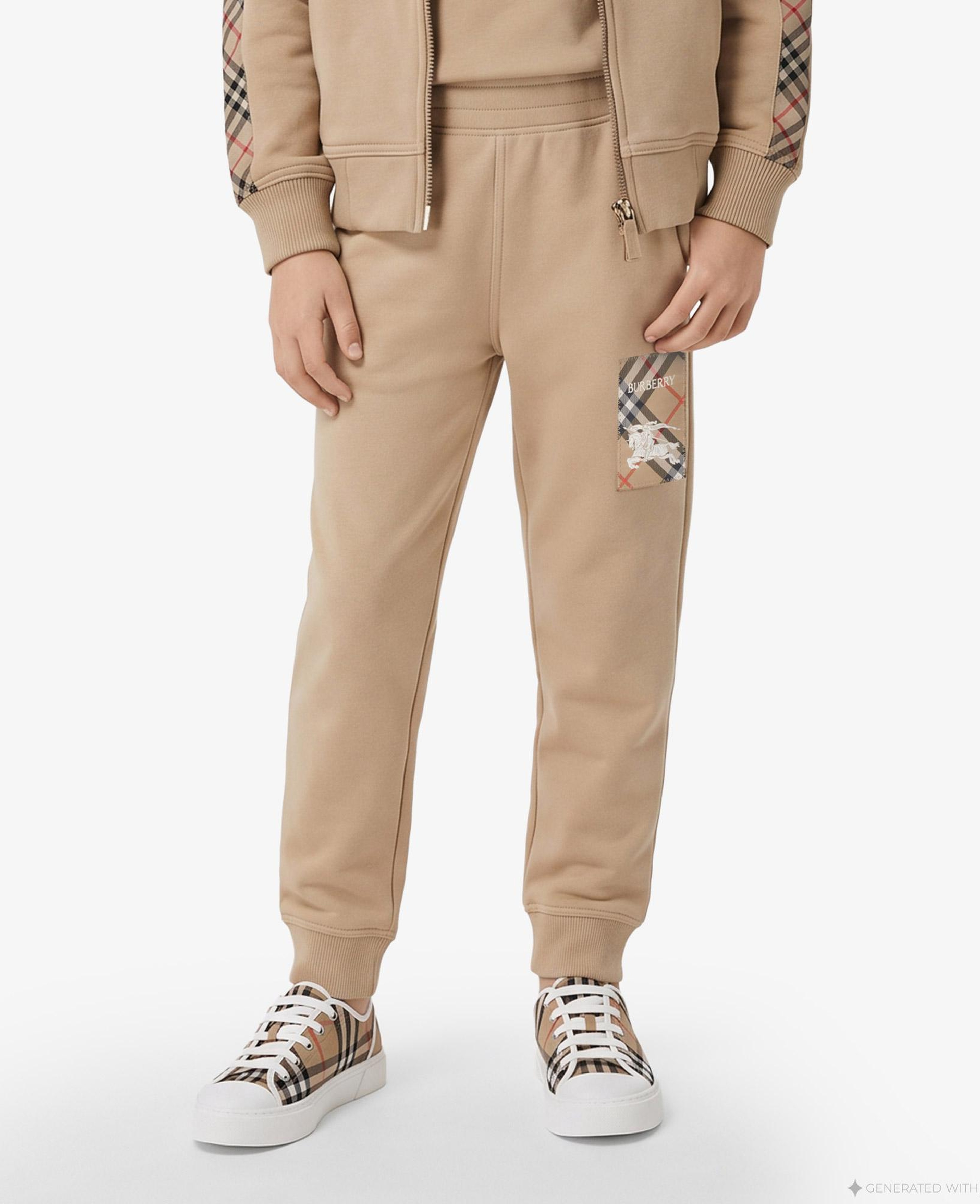 Burberry Jackson Label Cotton Jogging Çocuk Krem Eşofman Altı