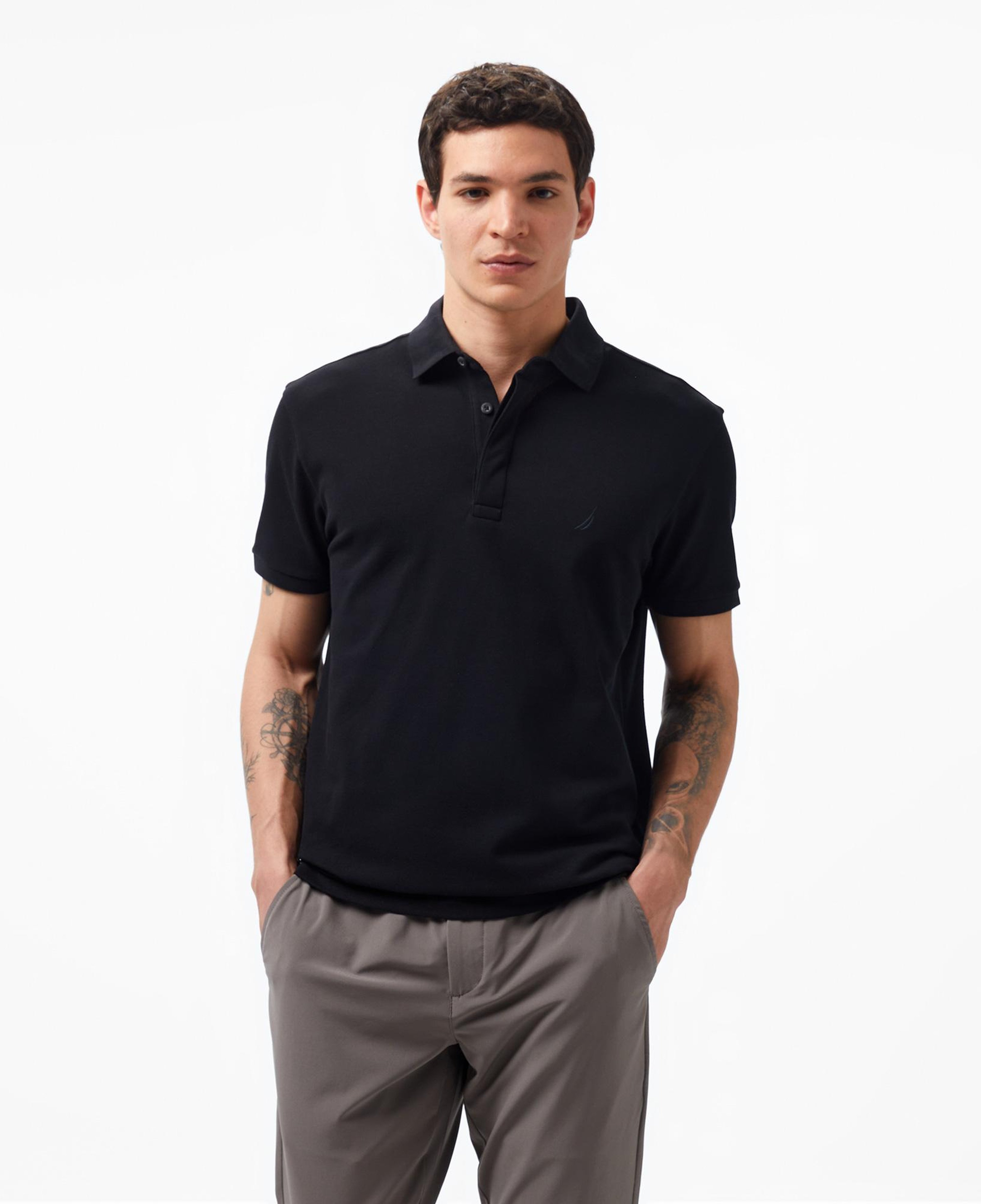 Nautica Erkek Siyah Slim Fit Kısa Kollu Polo Yaka T-Shirt