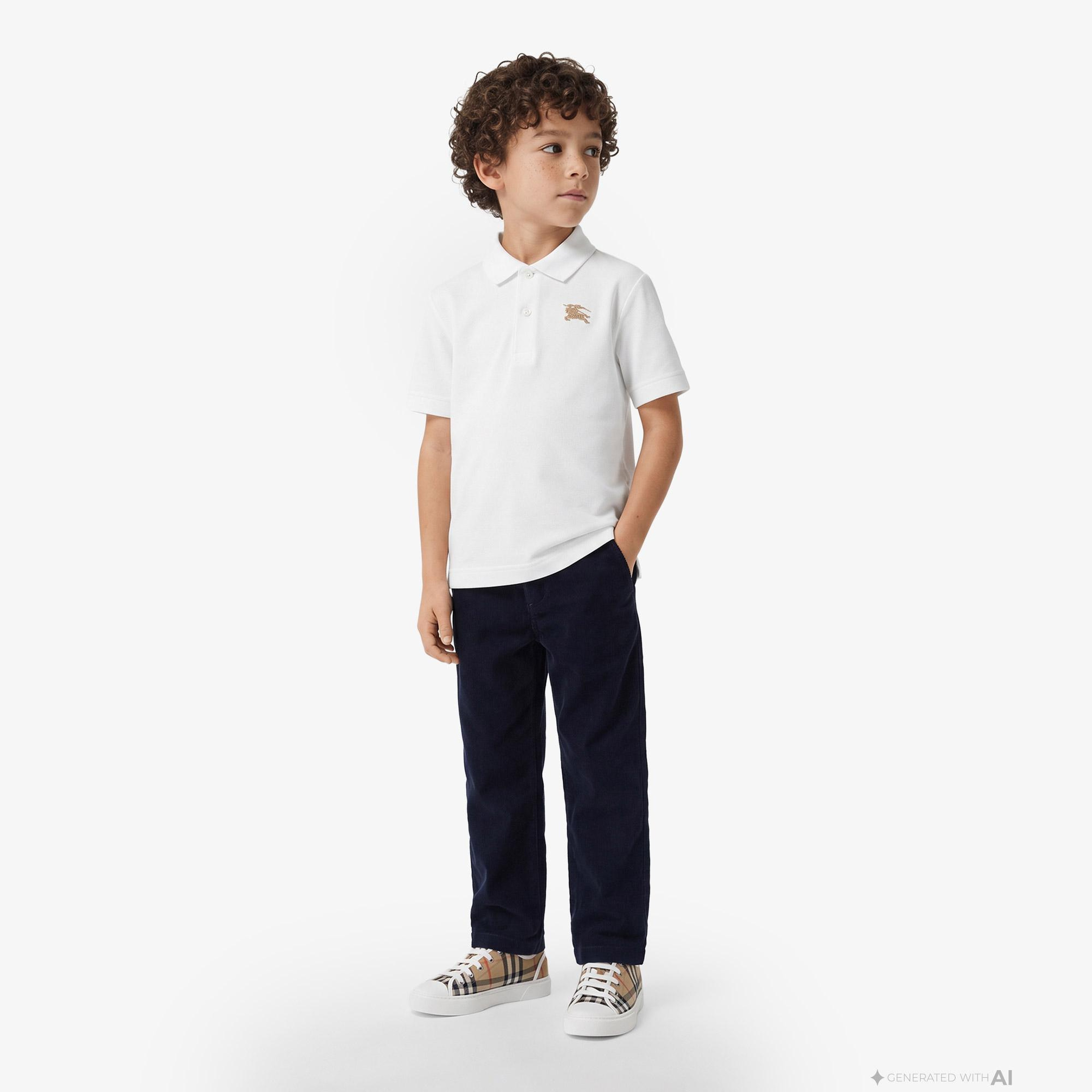 Burberry Johane Cotton Çocuk Beyaz Polo