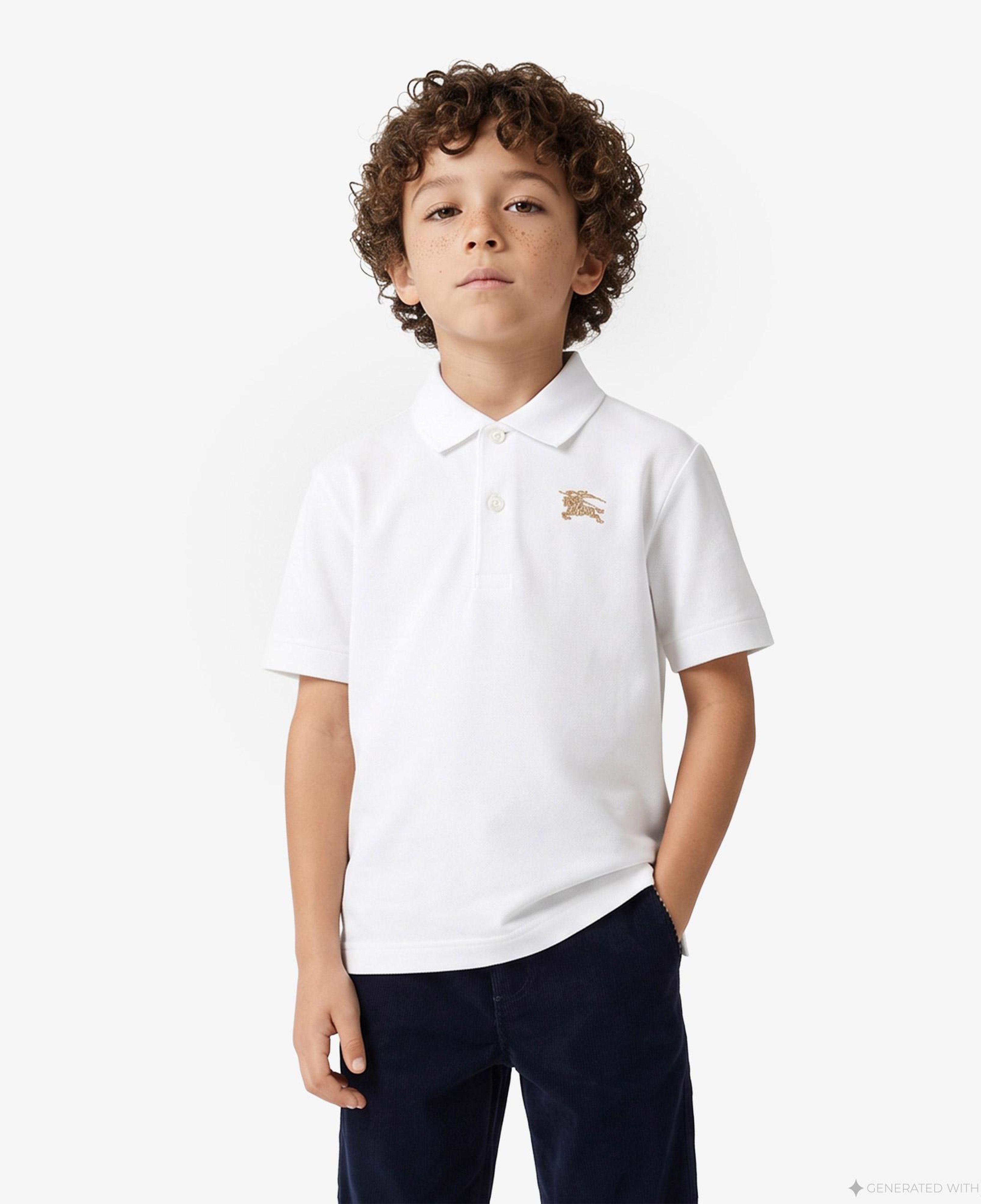 Burberry Johane Cotton Çocuk Beyaz Polo