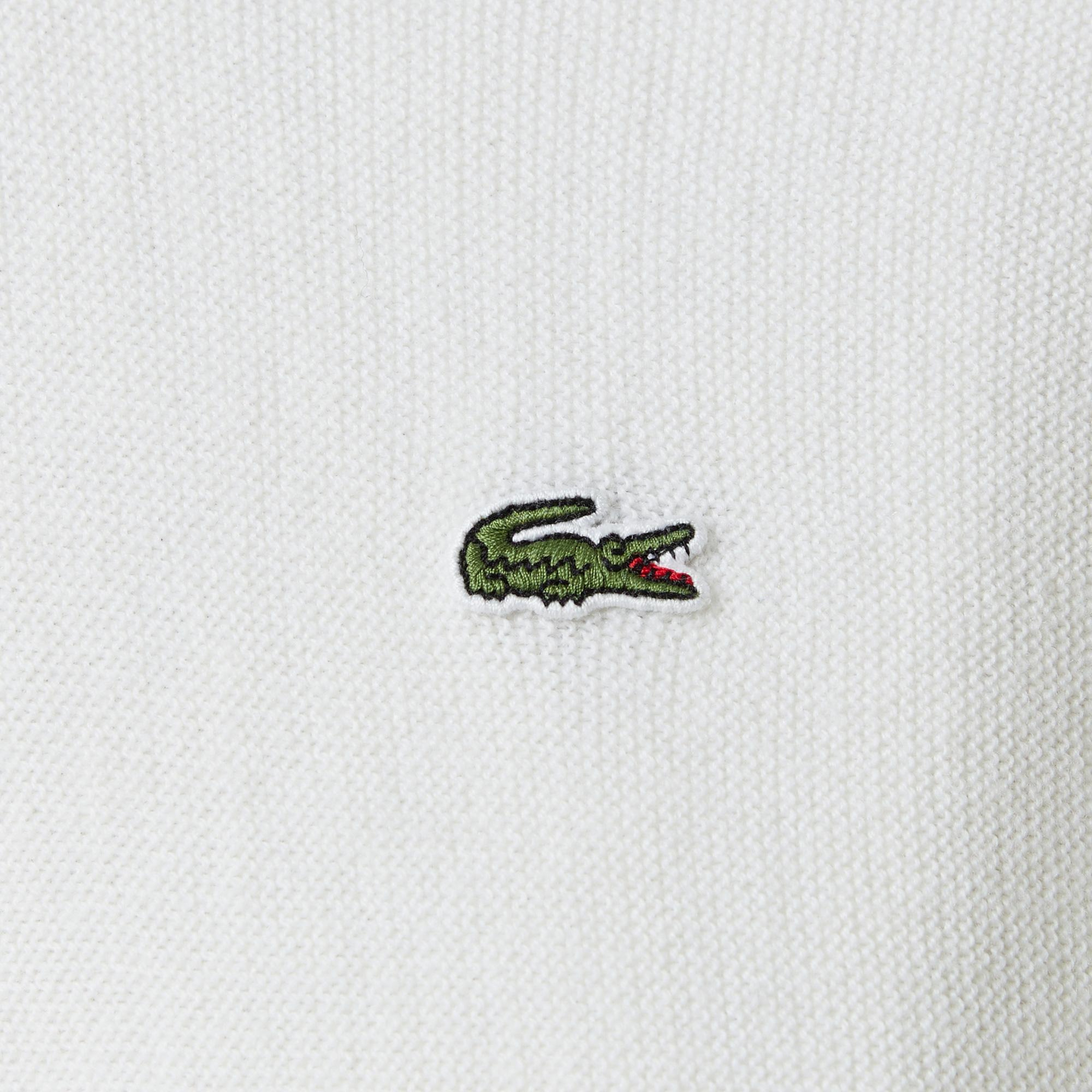 Lacoste Kadın Relaxed Fit Polo Yaka Yün Beyaz Triko