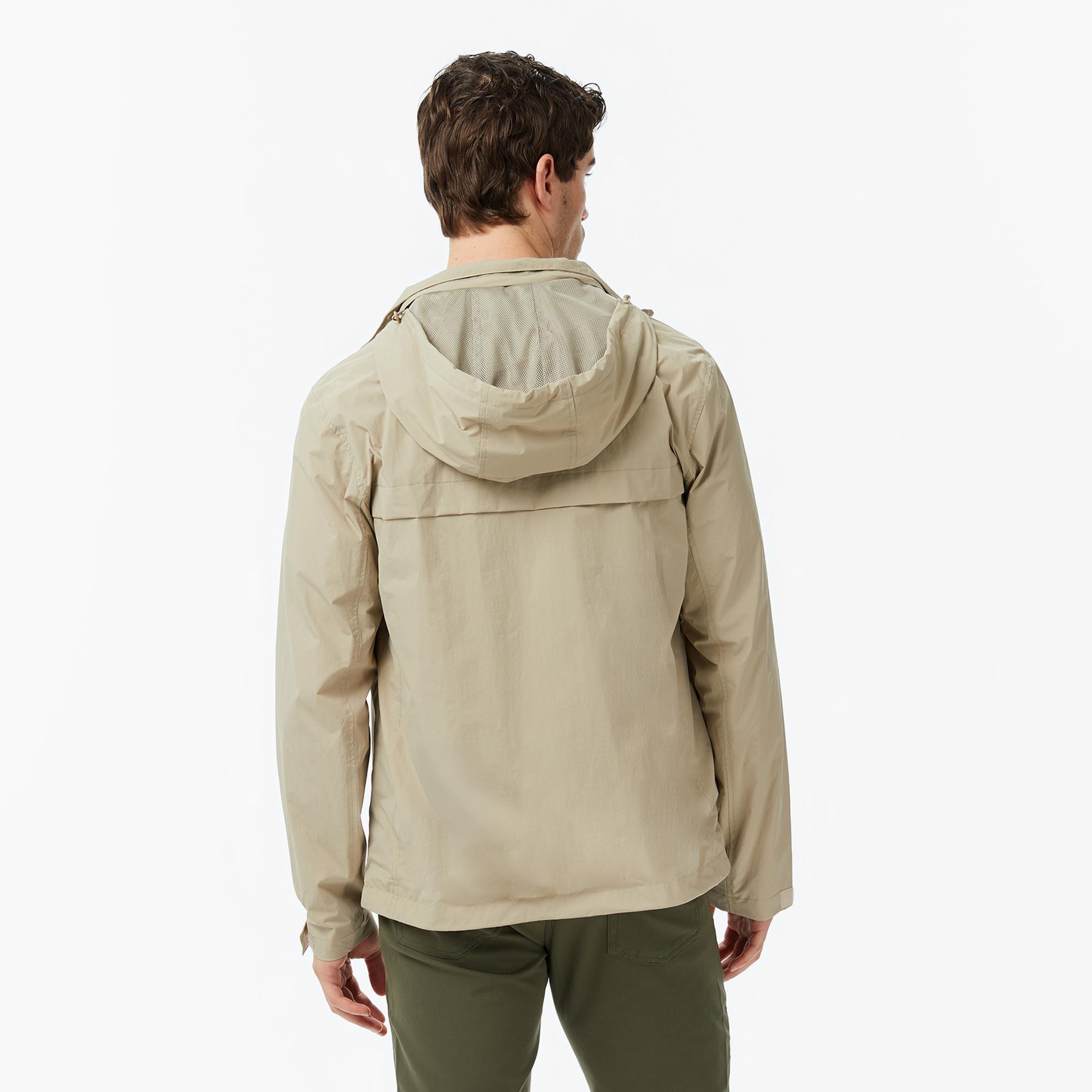 Nautica Erkek Bej Regular Fit ik Yaka Gizli Kapüşonlu Su İtici Yağmurluk