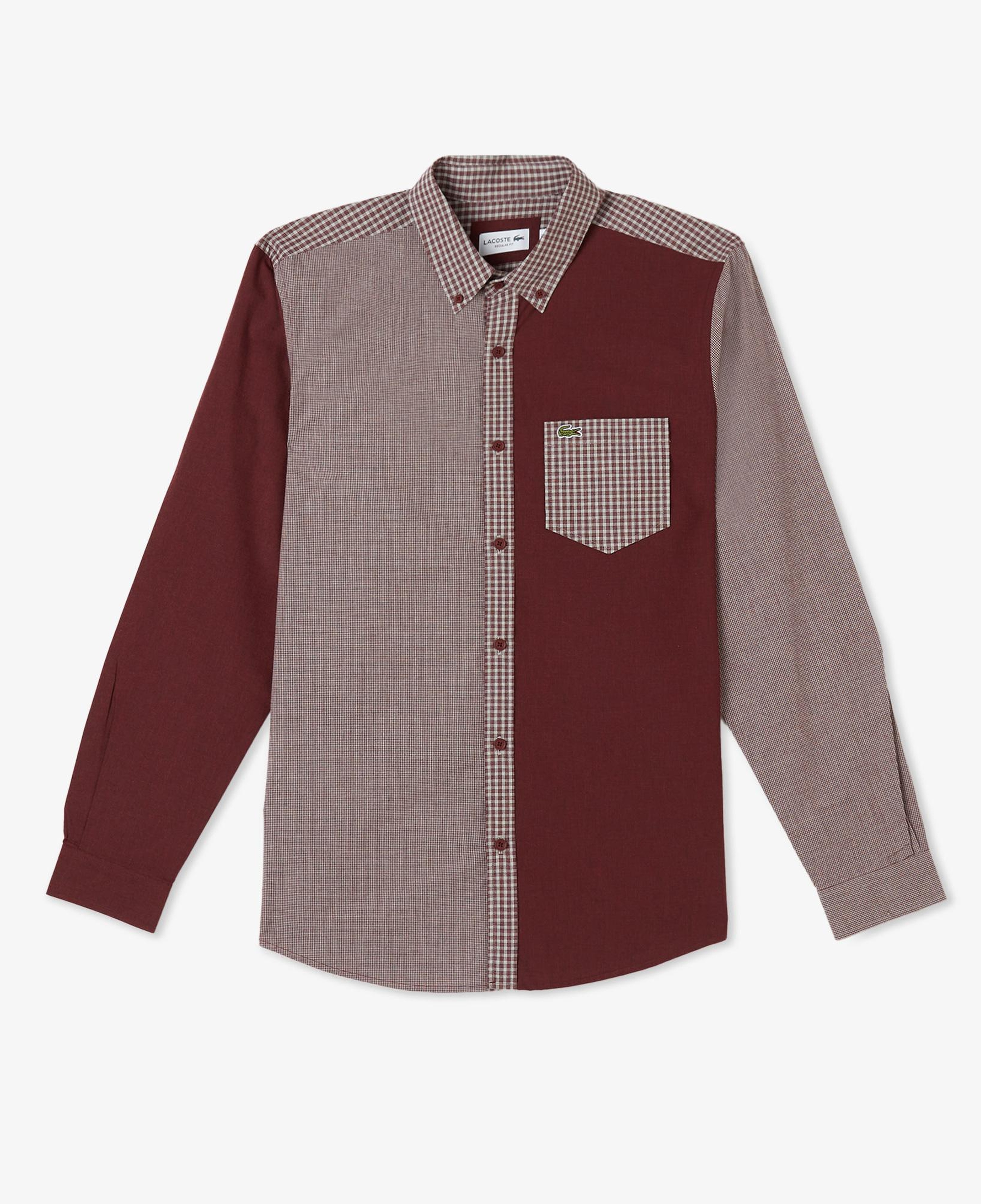 Erkek Relaxed Fit Düğmeli Yaka Ekose Bordo Gömlek