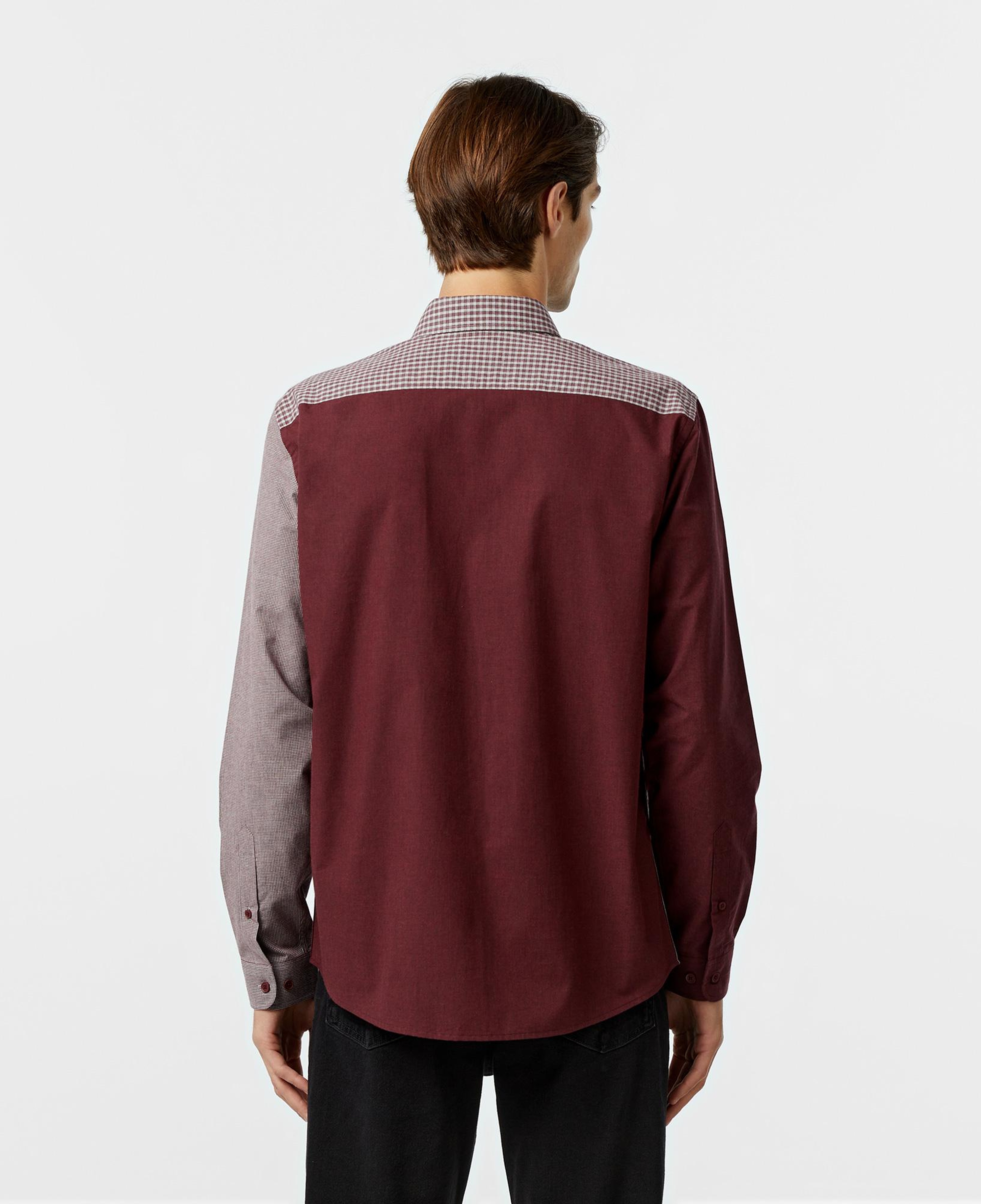 Erkek Relaxed Fit Düğmeli Yaka Ekose Bordo Gömlek