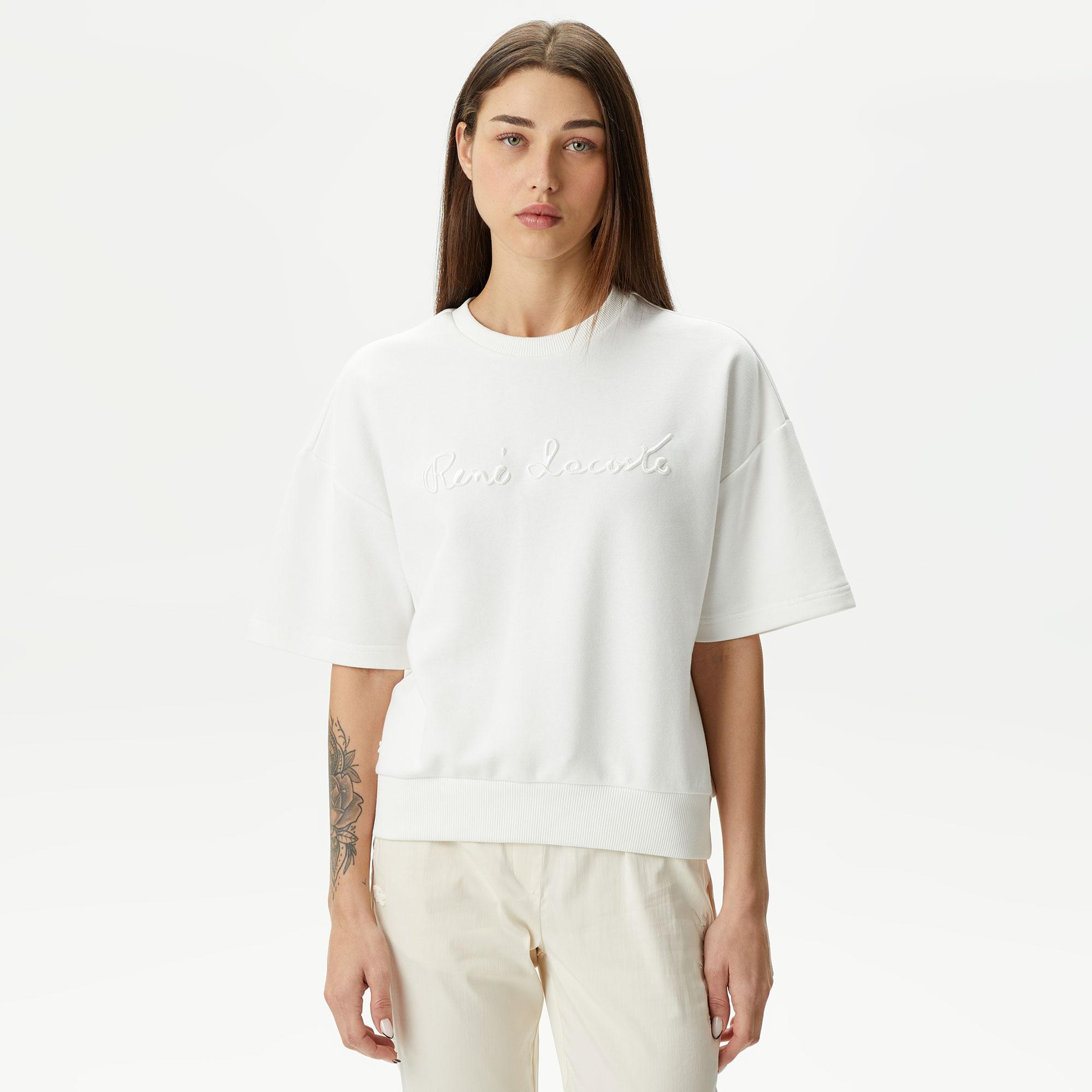 Lacoste Loose Fit Kadın Beyaz T-Shirt