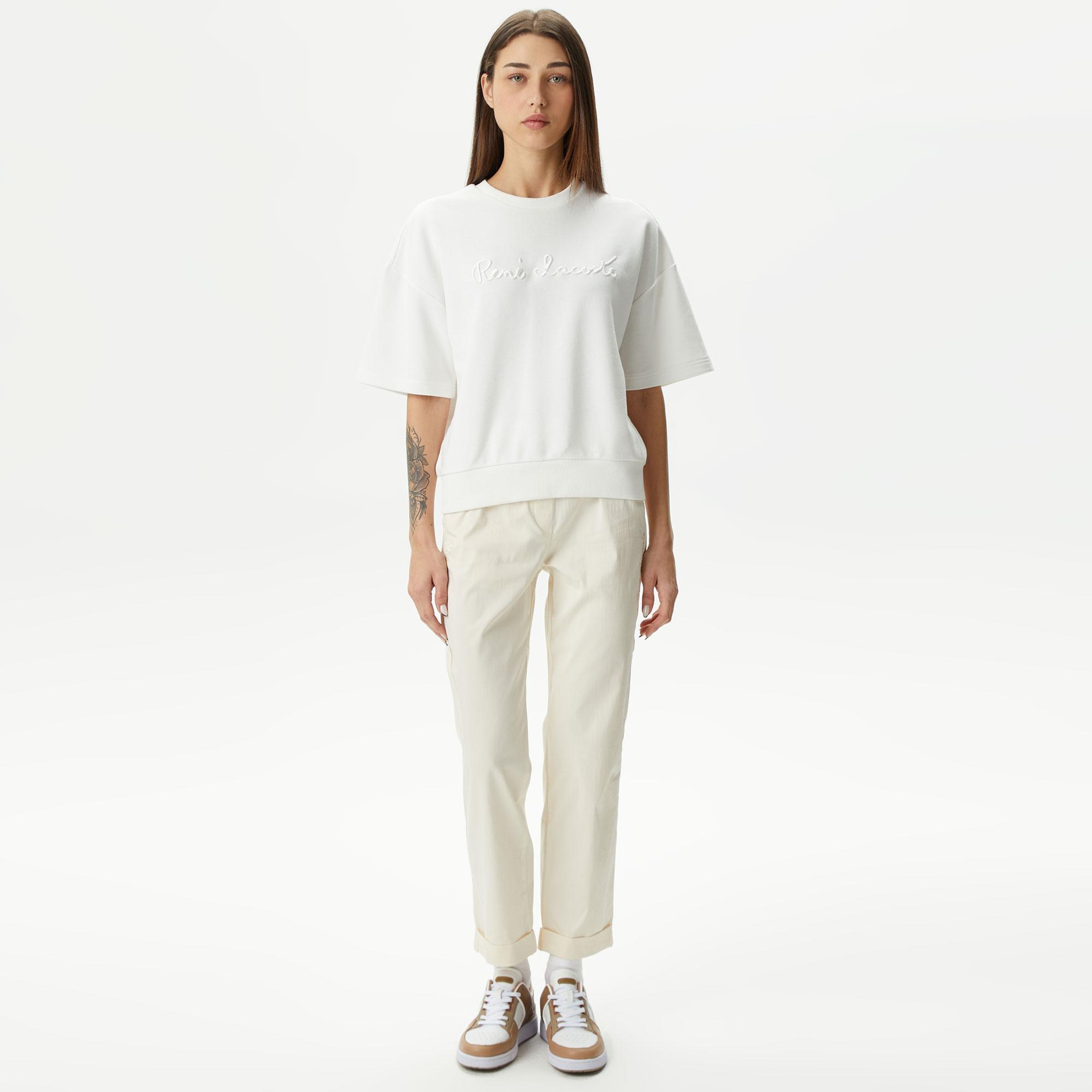 Lacoste Loose Fit Kadın Beyaz T-Shirt