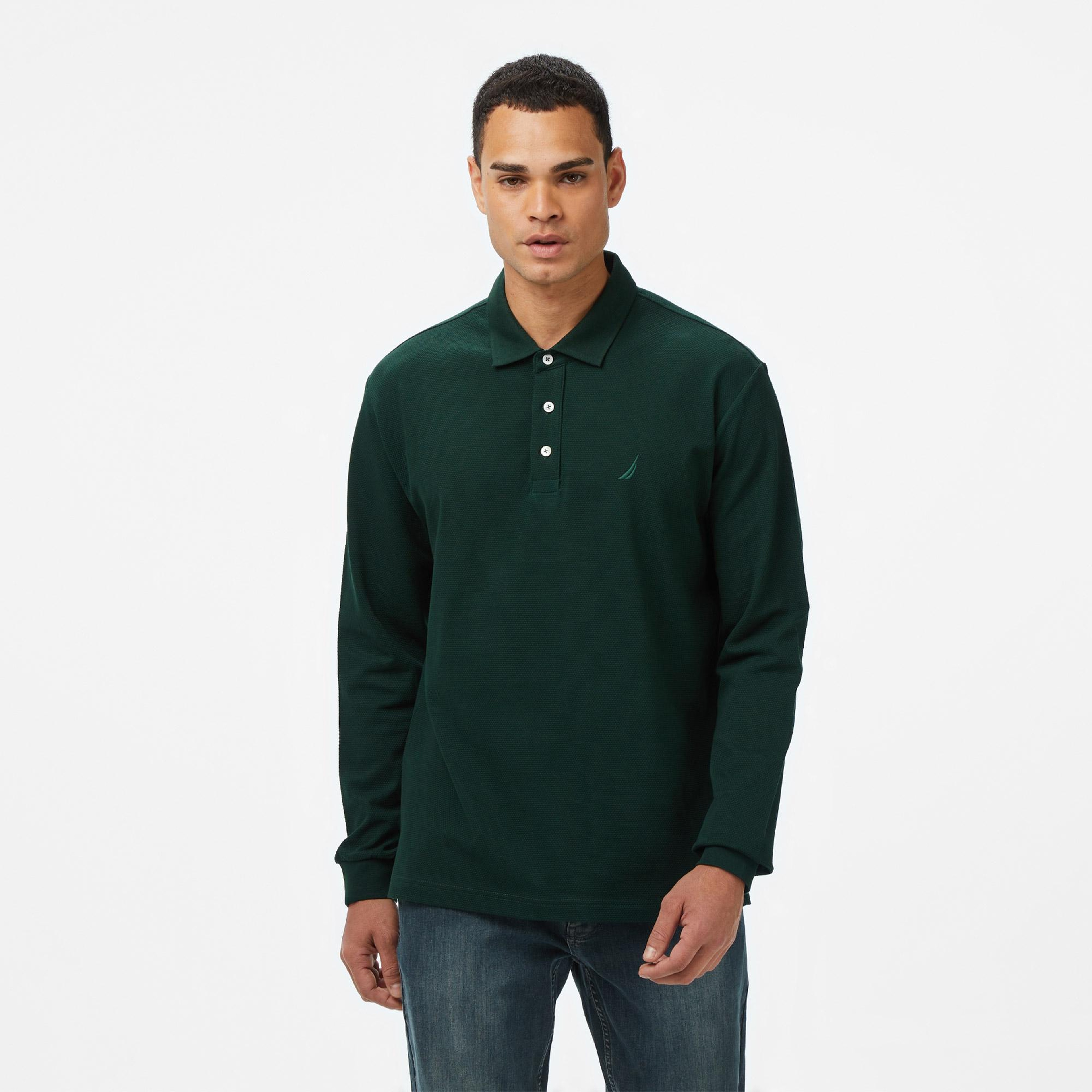 Nautica Erkek Yeşil Classic Fit Uzun Kollu Polo Yaka T-Shirt