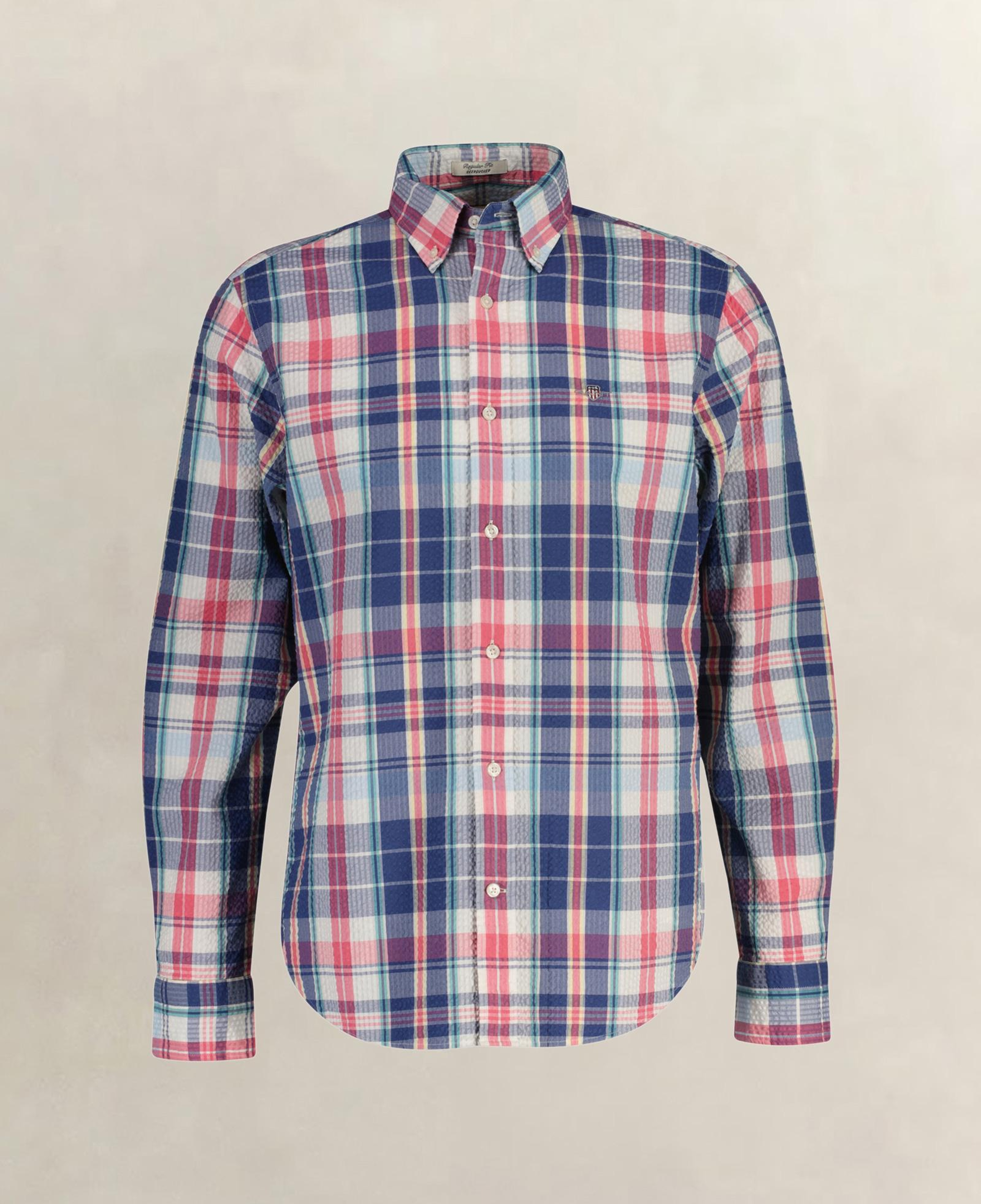 GANT Erkek Mavi Regular Fit Kareli Logolu Gömlek