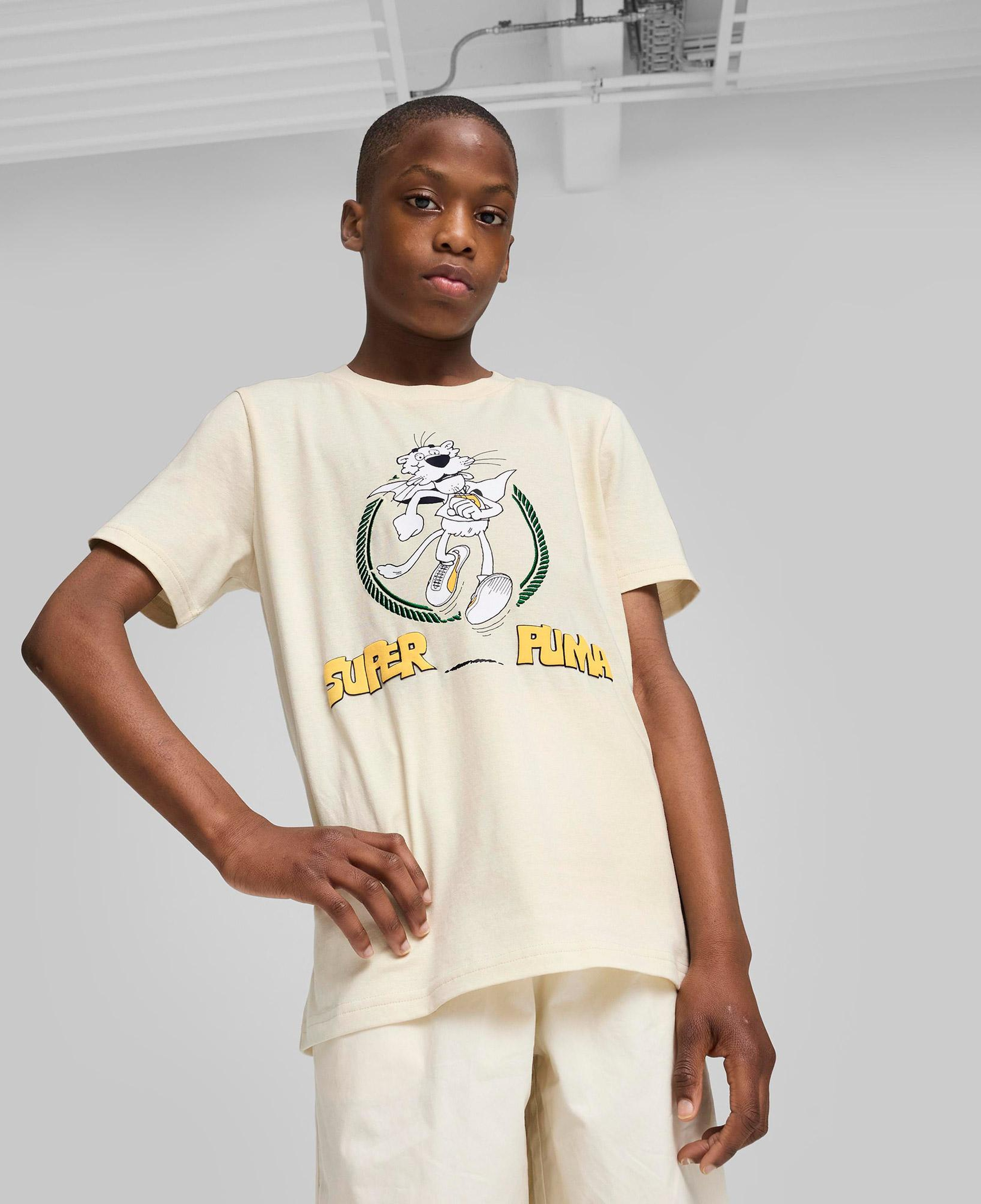 Puma Super Graphic Çocuk Krem T-Shirt
