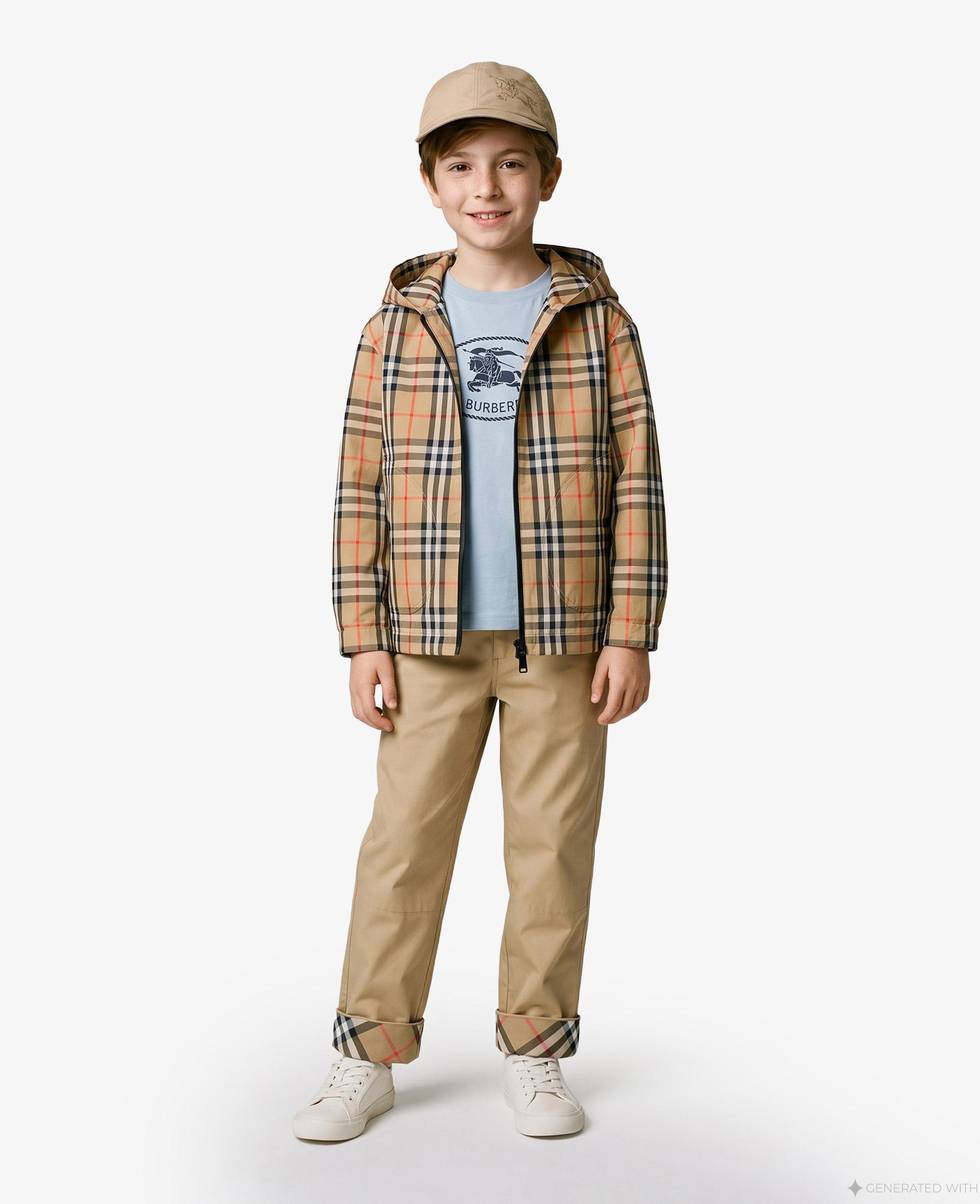 Burberry Jem Check Çocuk Bej Mont