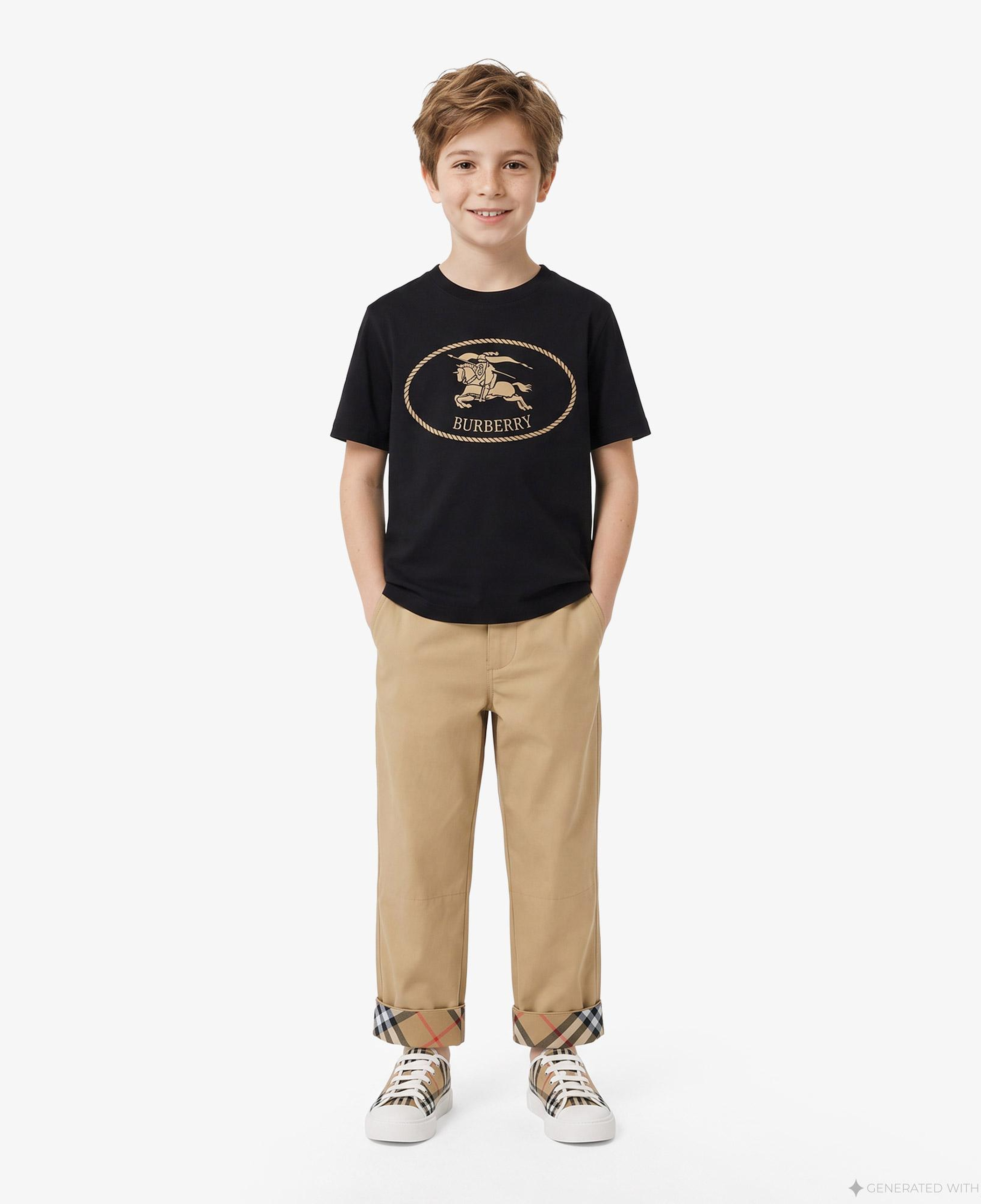 Burberry Cedar Crest Çocuk Siyah T-Shirt