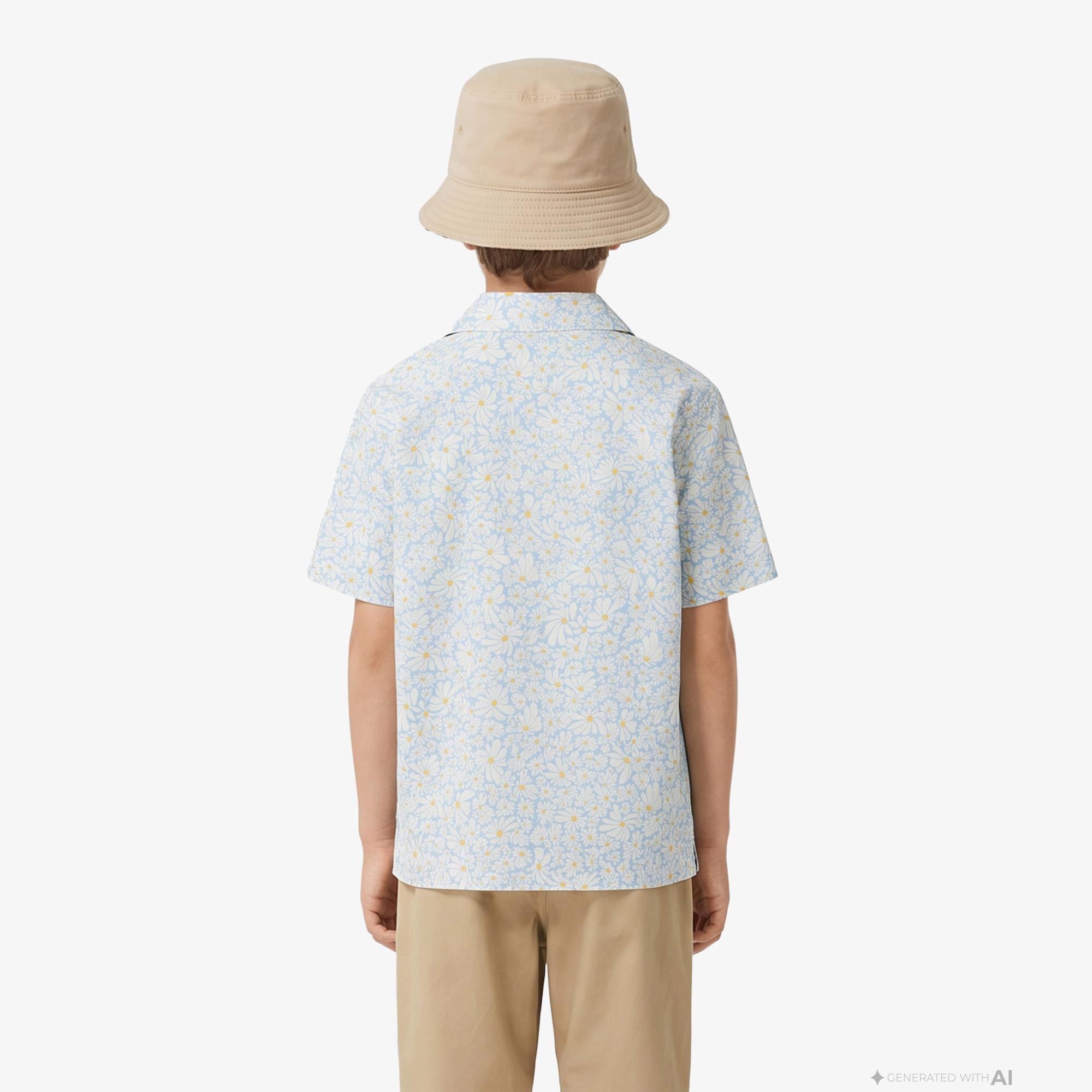 Burberry Xanadu Floral Çocuk Mavi Gömlek