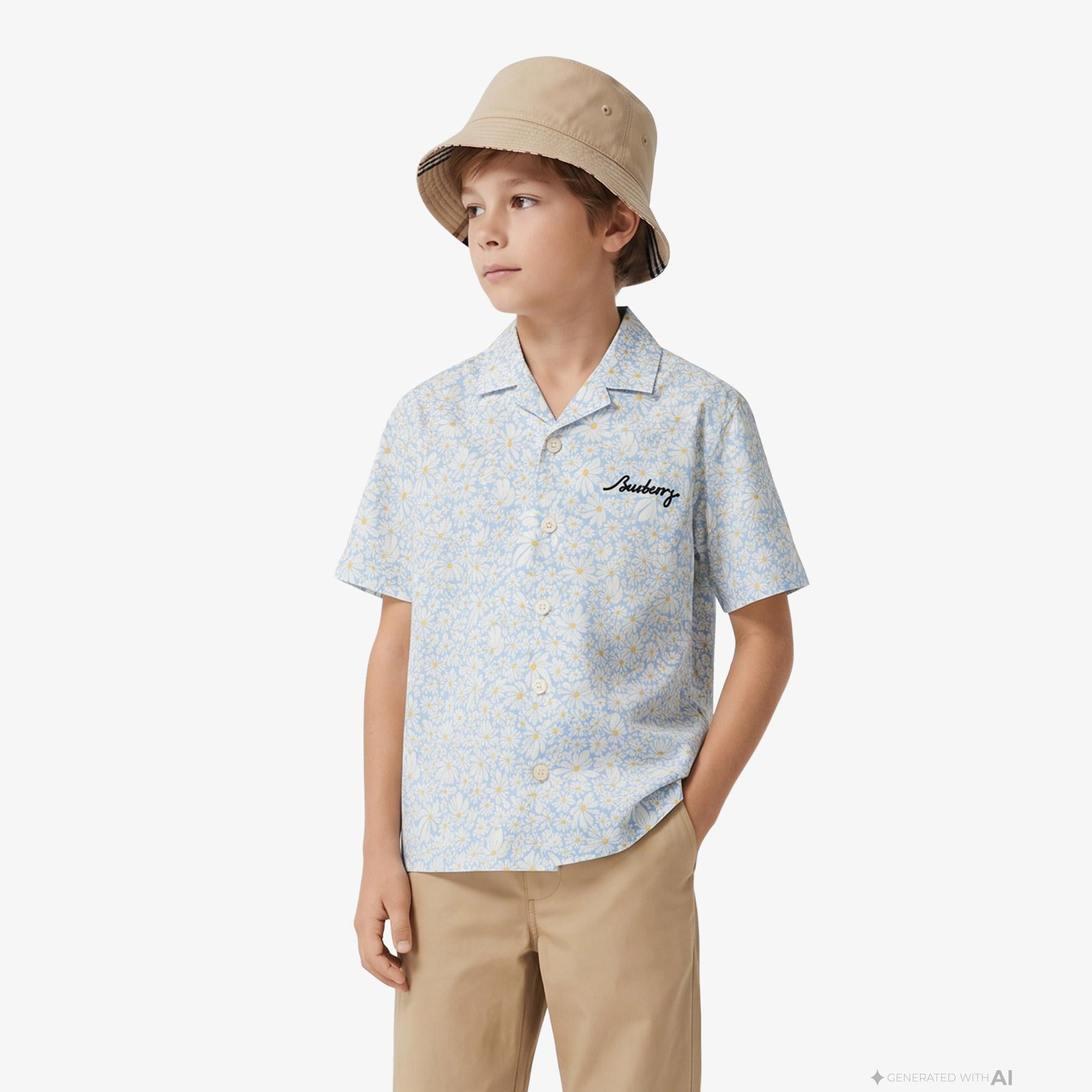 Burberry Xanadu Floral Çocuk Mavi Gömlek