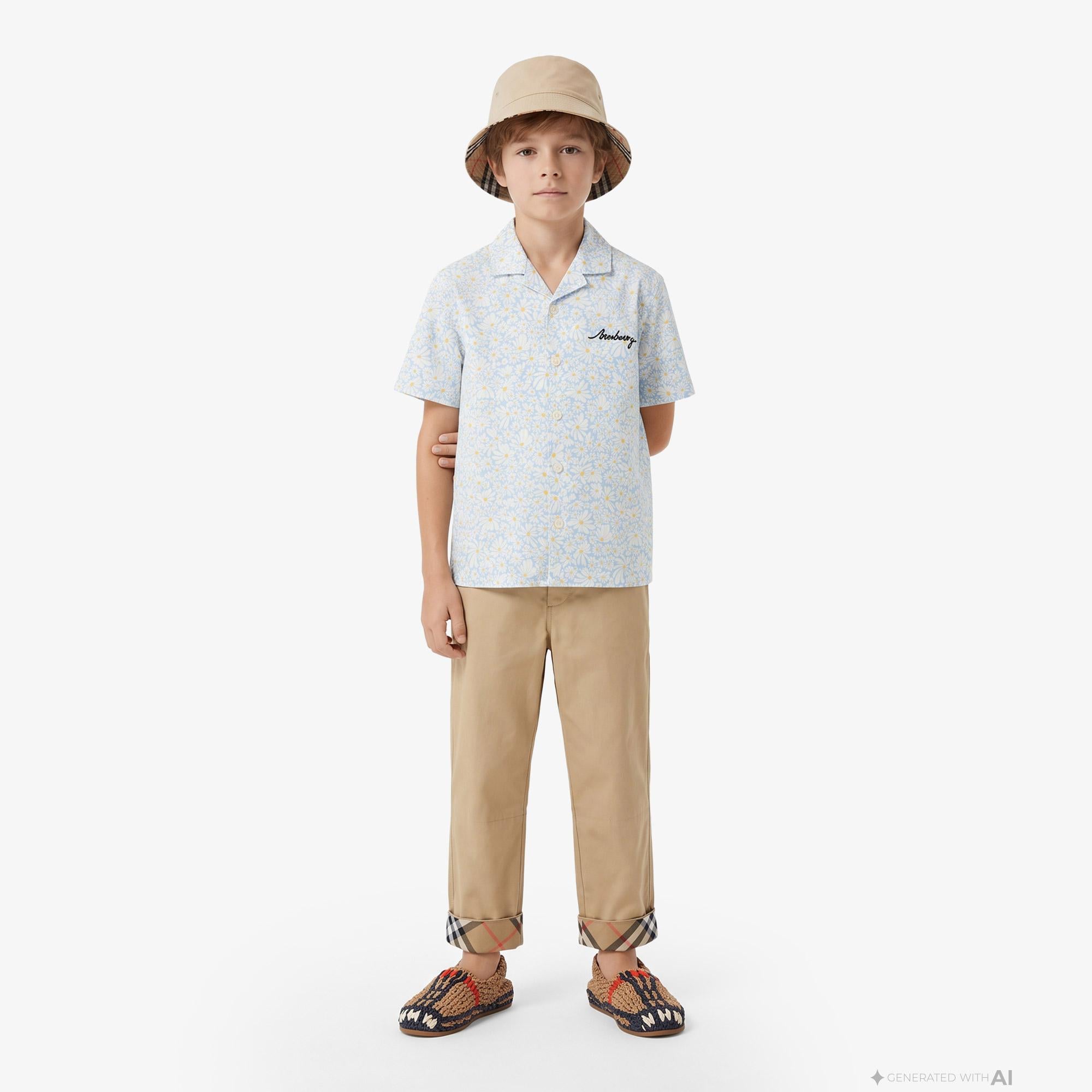Burberry Xanadu Floral Çocuk Mavi Gömlek